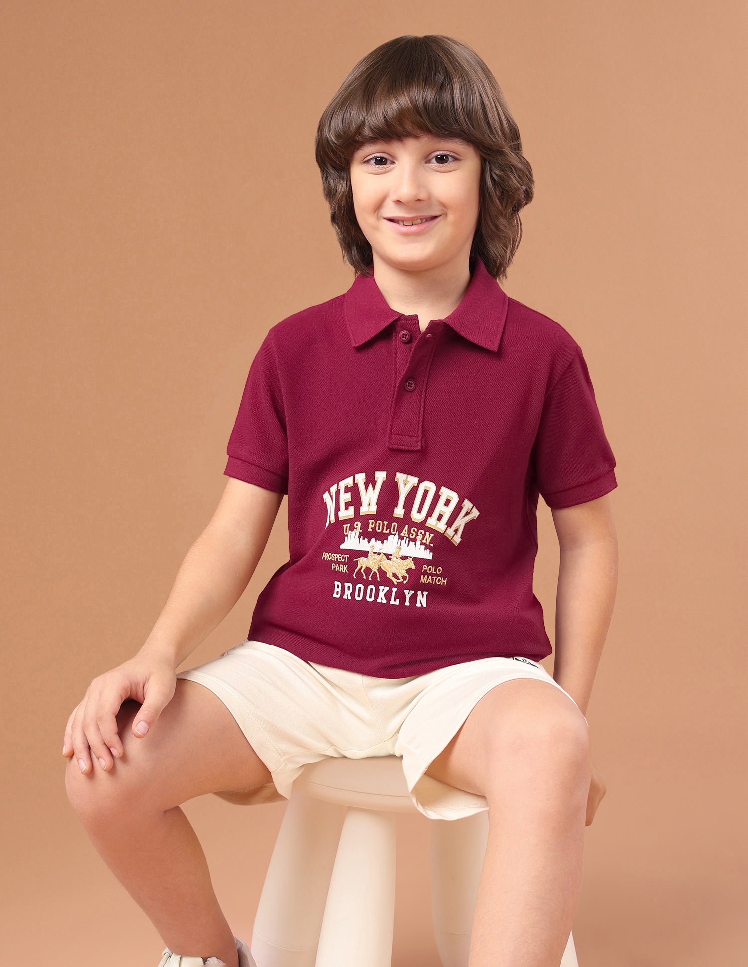 Brand Typographic Regular Fit Polo Shirt Maroon - U.S. Polo Assn. India | Large