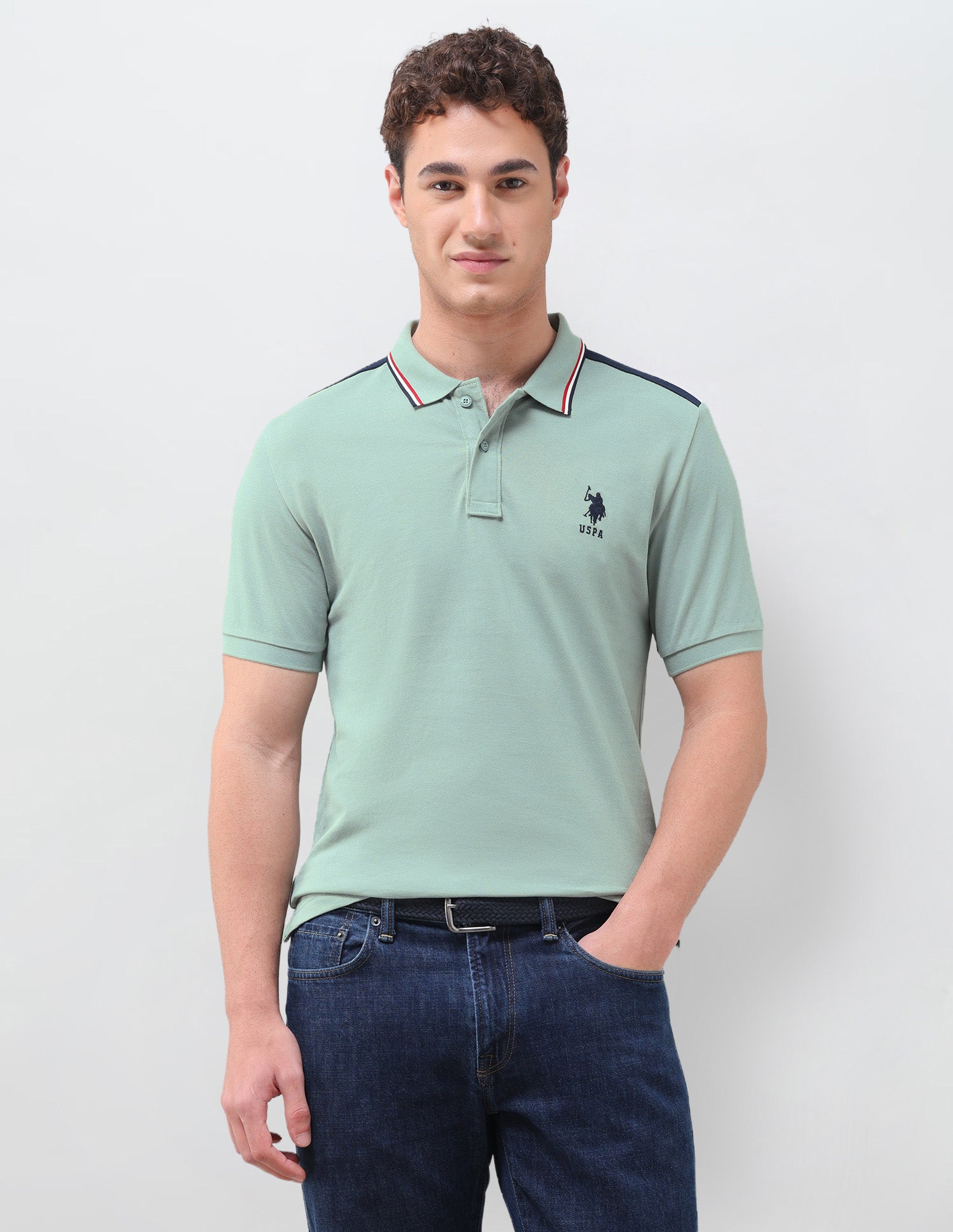 Solid Regular Fit Polo Shirt Light Green - U.S. Polo Assn. India | Large
