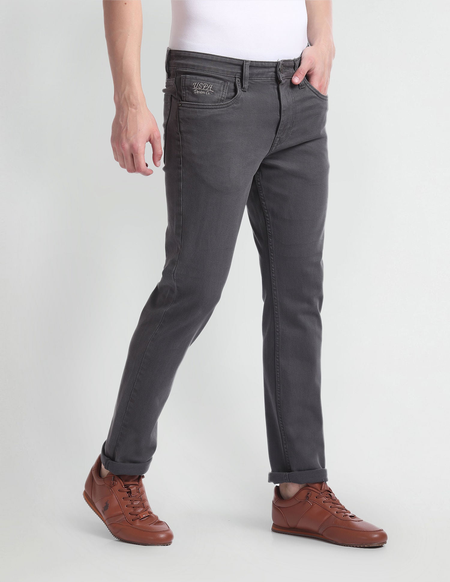 Regallo Skinny Fit Grey Jeans U.S. Polo Assn. India