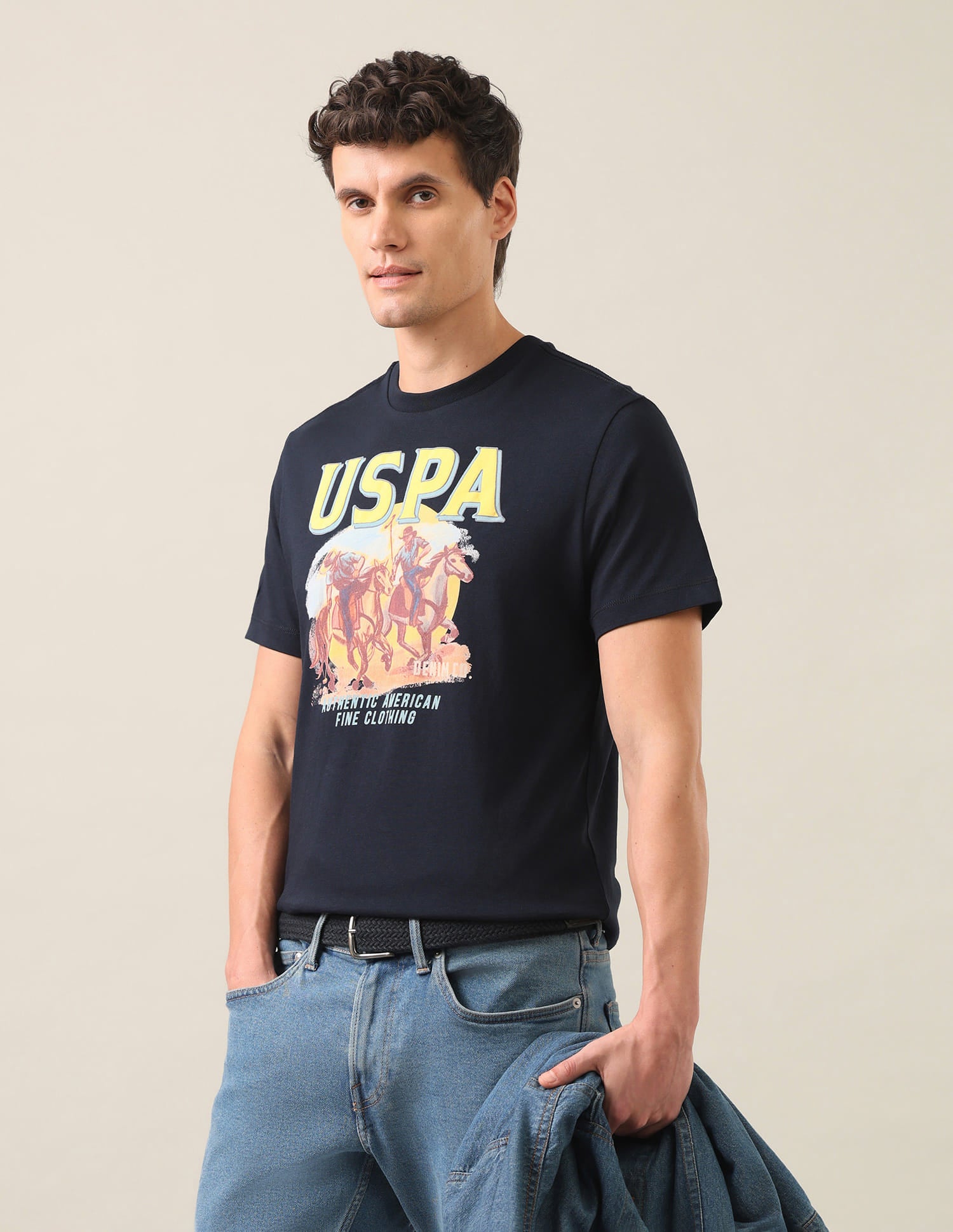 Graphic Brand Printed Slim Fit T-Shirt Navy - U.S. Polo Assn. India | Large