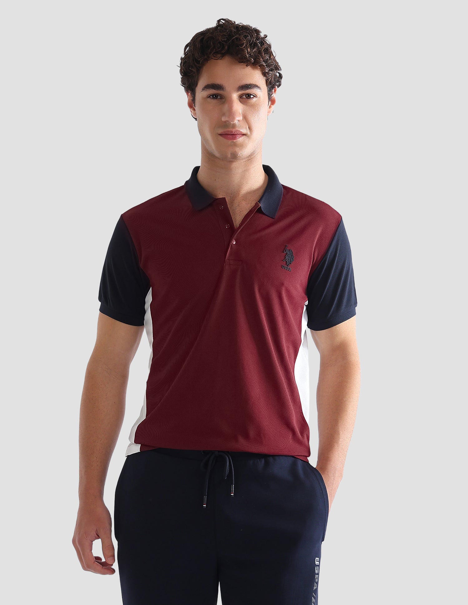 Colourblocked Slim Fit Active Polo Shirt