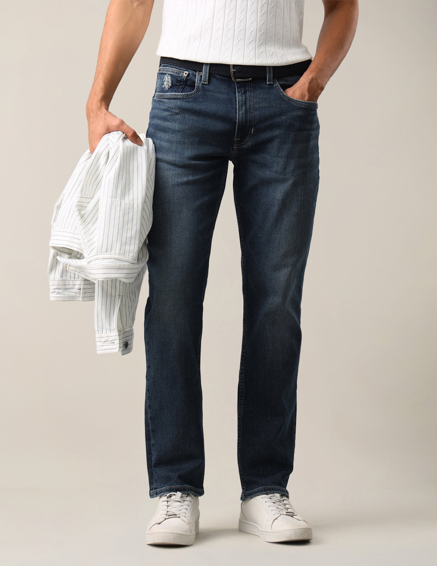 Harold Slim Straight Fit Blue Jeans Dark Blue - U.S. Polo Assn. India | Large