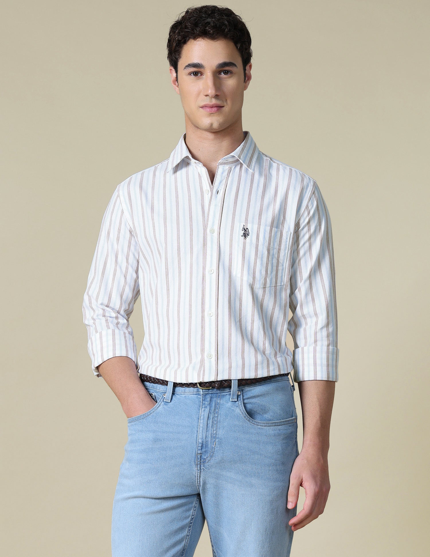 Vertical Striped Oxford Shirt Red - U.S. Polo Assn. India | Large