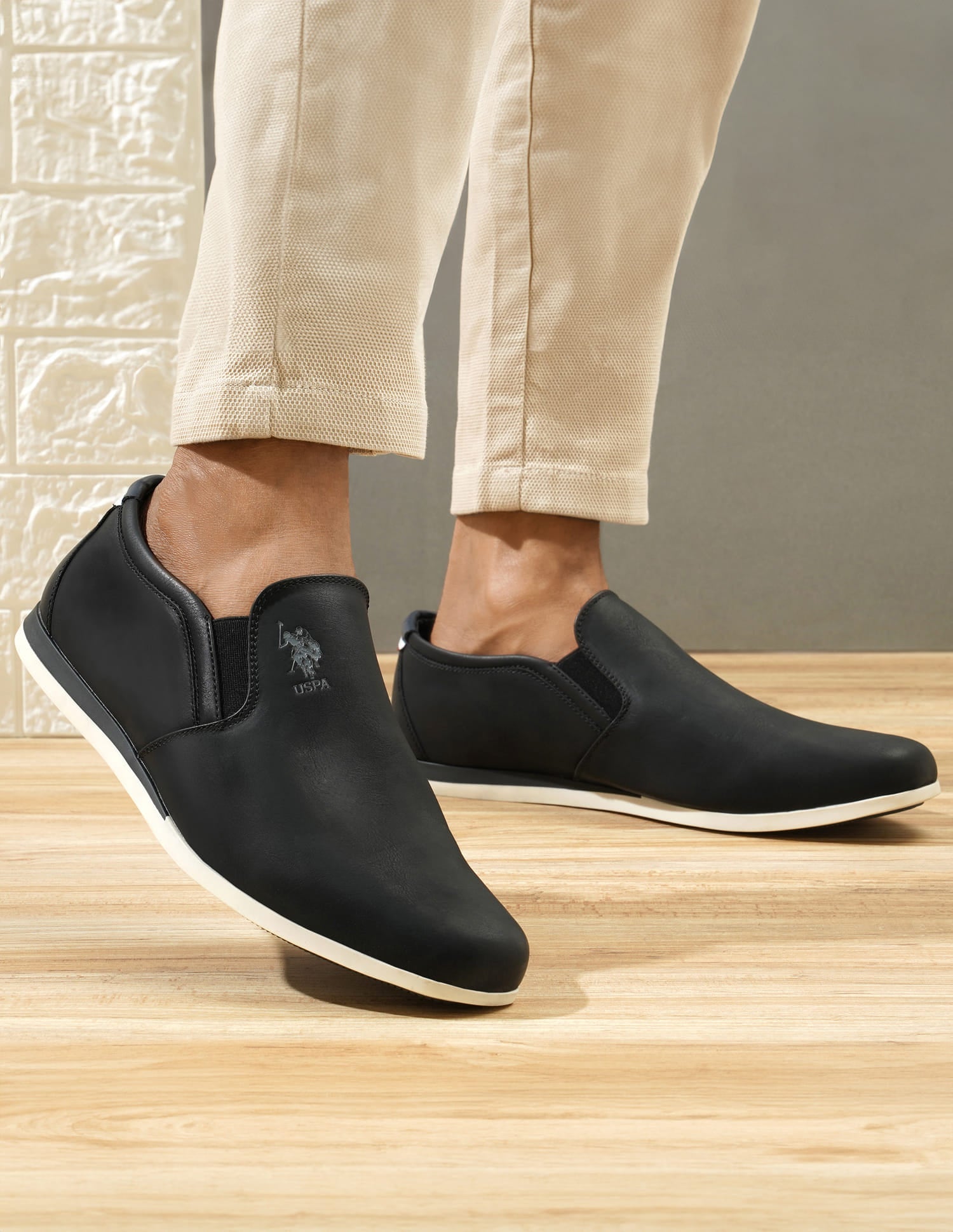 Men Wade 3.0 Black Work Casuals Slip On Black - U.S. Polo Assn. India | Large