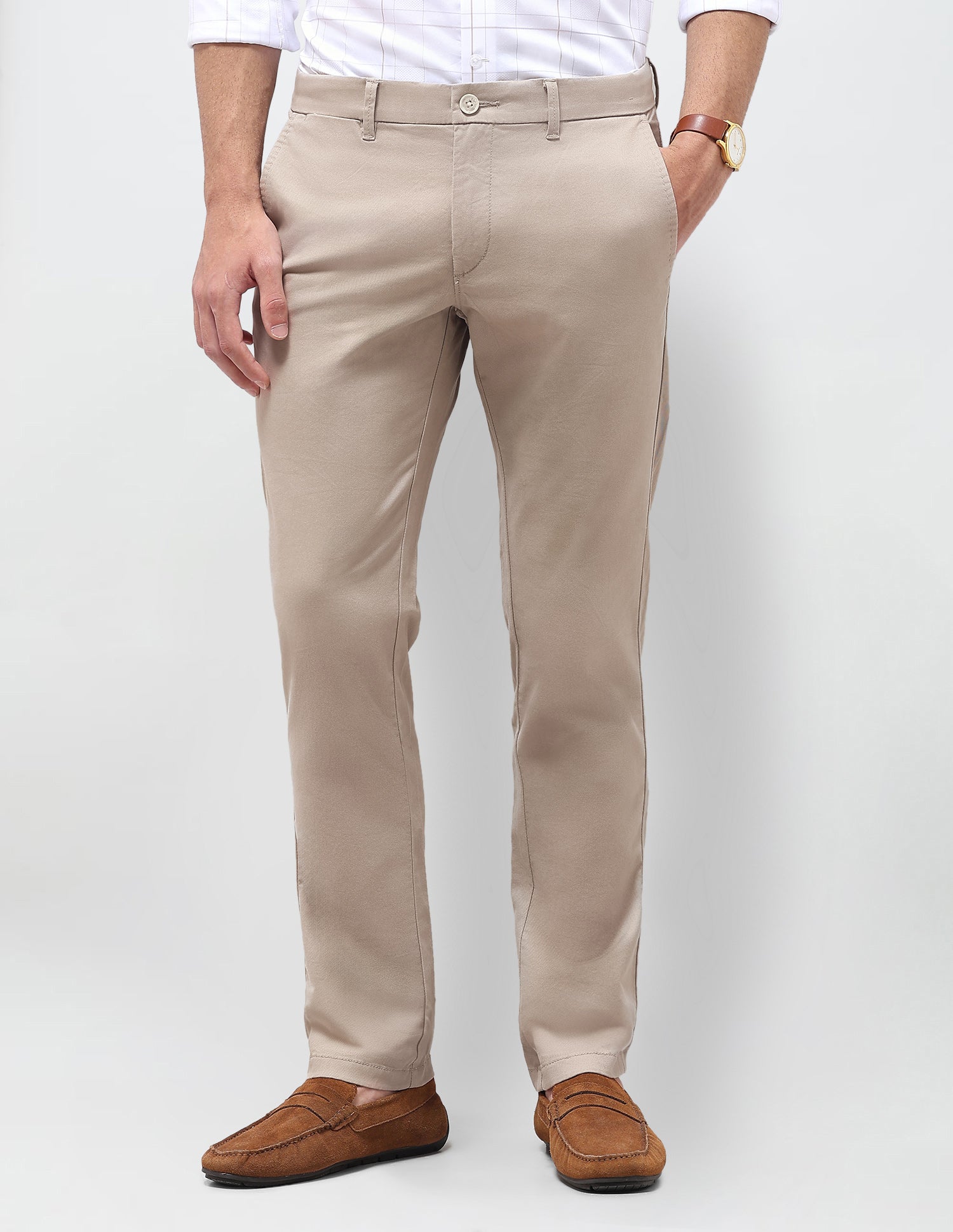 Twill Denver Slim Fit Trousers Light Khaki - U.S. Polo Assn. India | Large