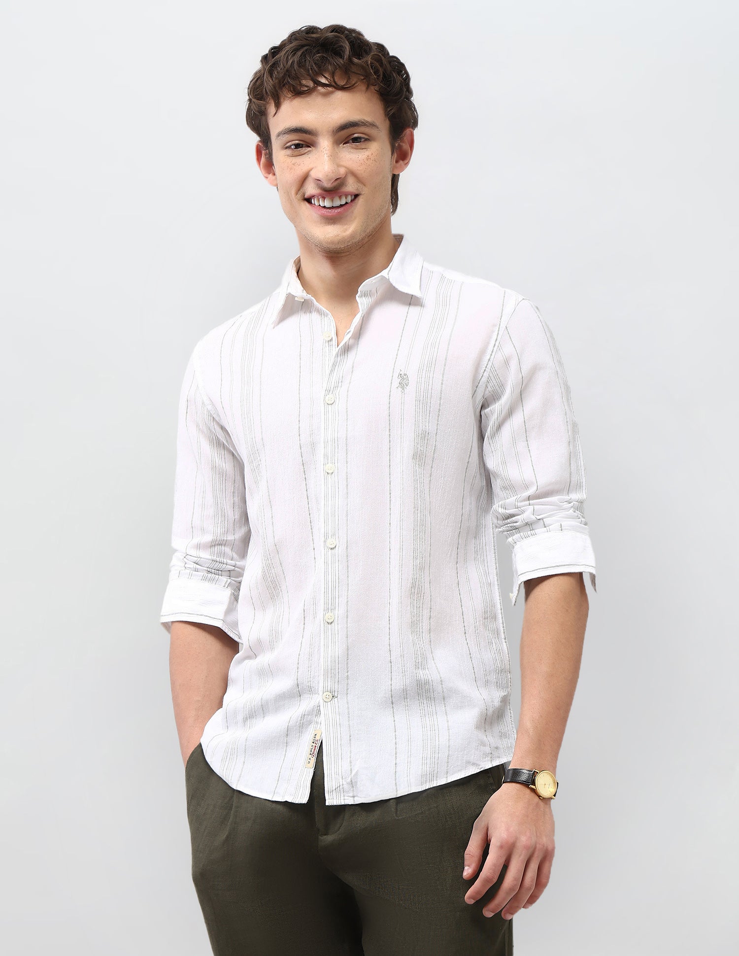 Motel On The Coast Self Design Vertical Striped Shirt