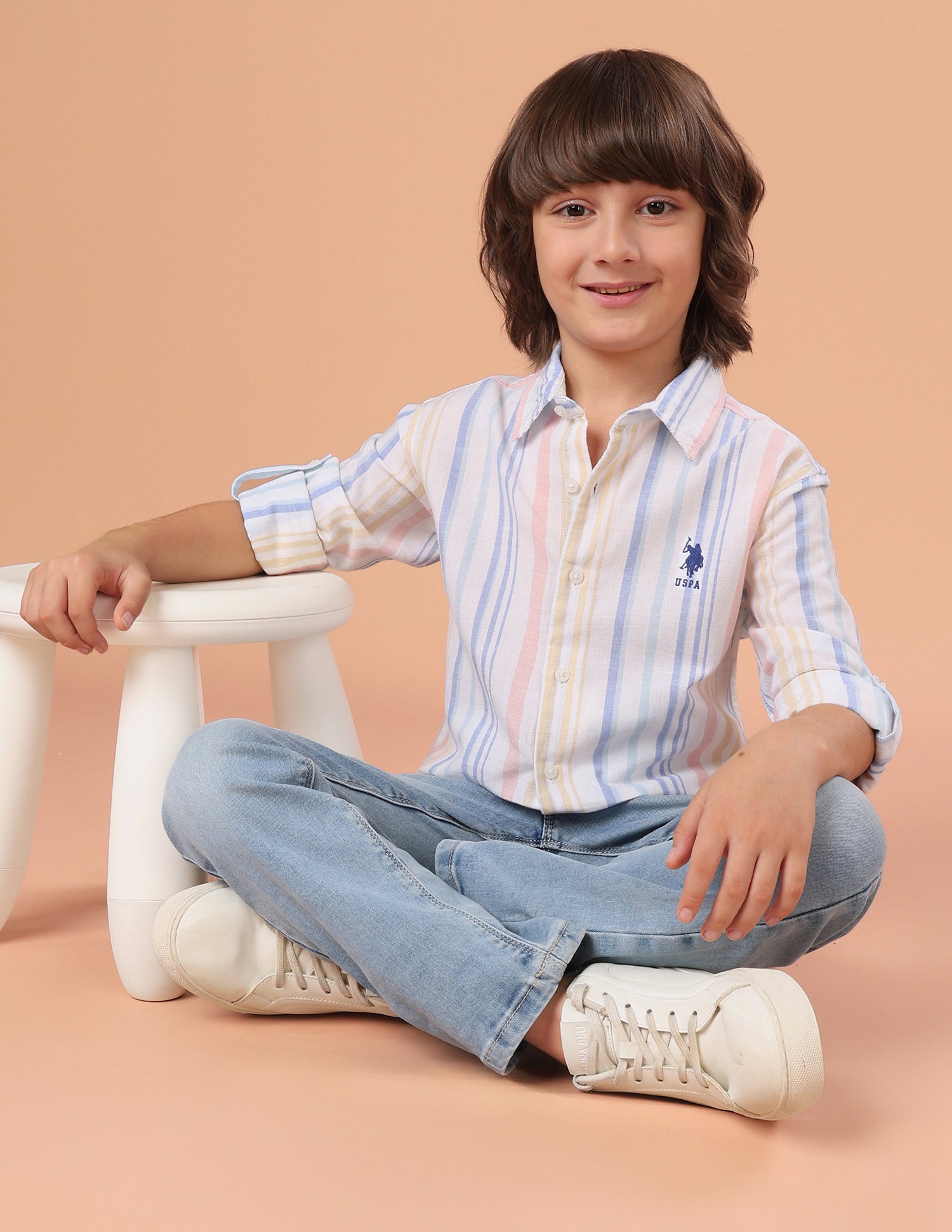 Vertical Striped Regular Fit Shirt White - U.S. Polo Assn. India | Large