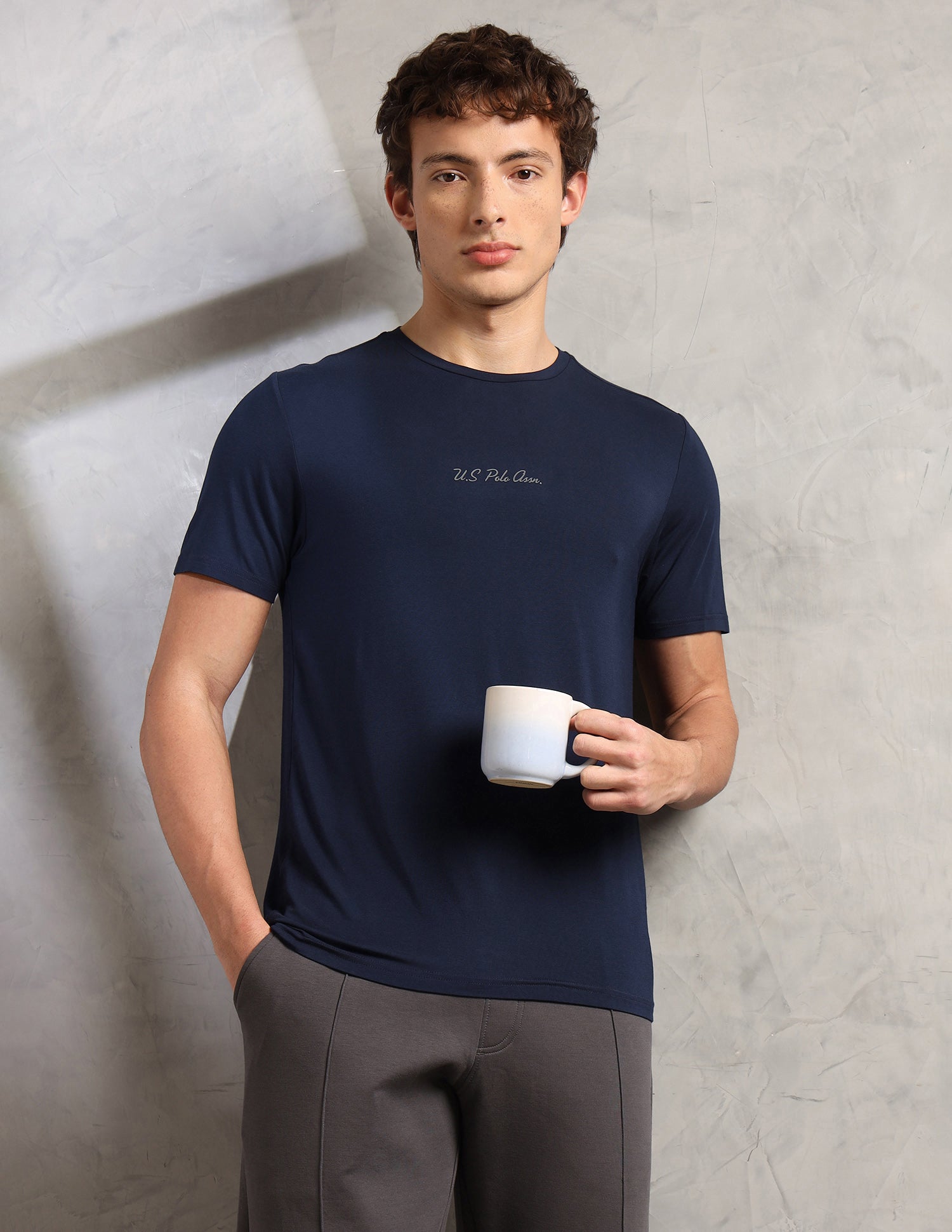 Round Neck Comfort Fit PE007-PL Lounge T-Shirt - Pack Of 1 Pageant Blue - U.S. Polo Assn. India | Large