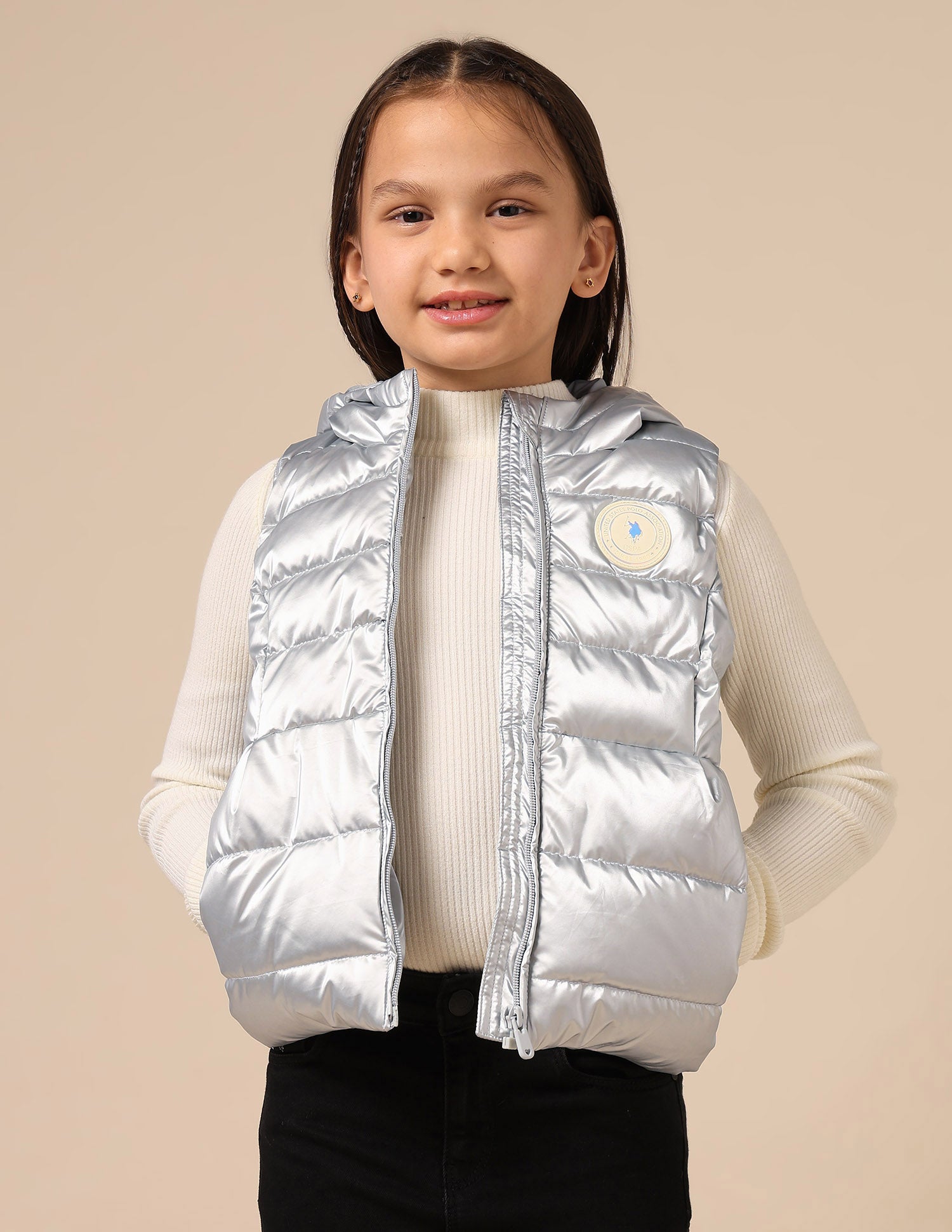 Girls Hooded Puffer Gilet Jacket