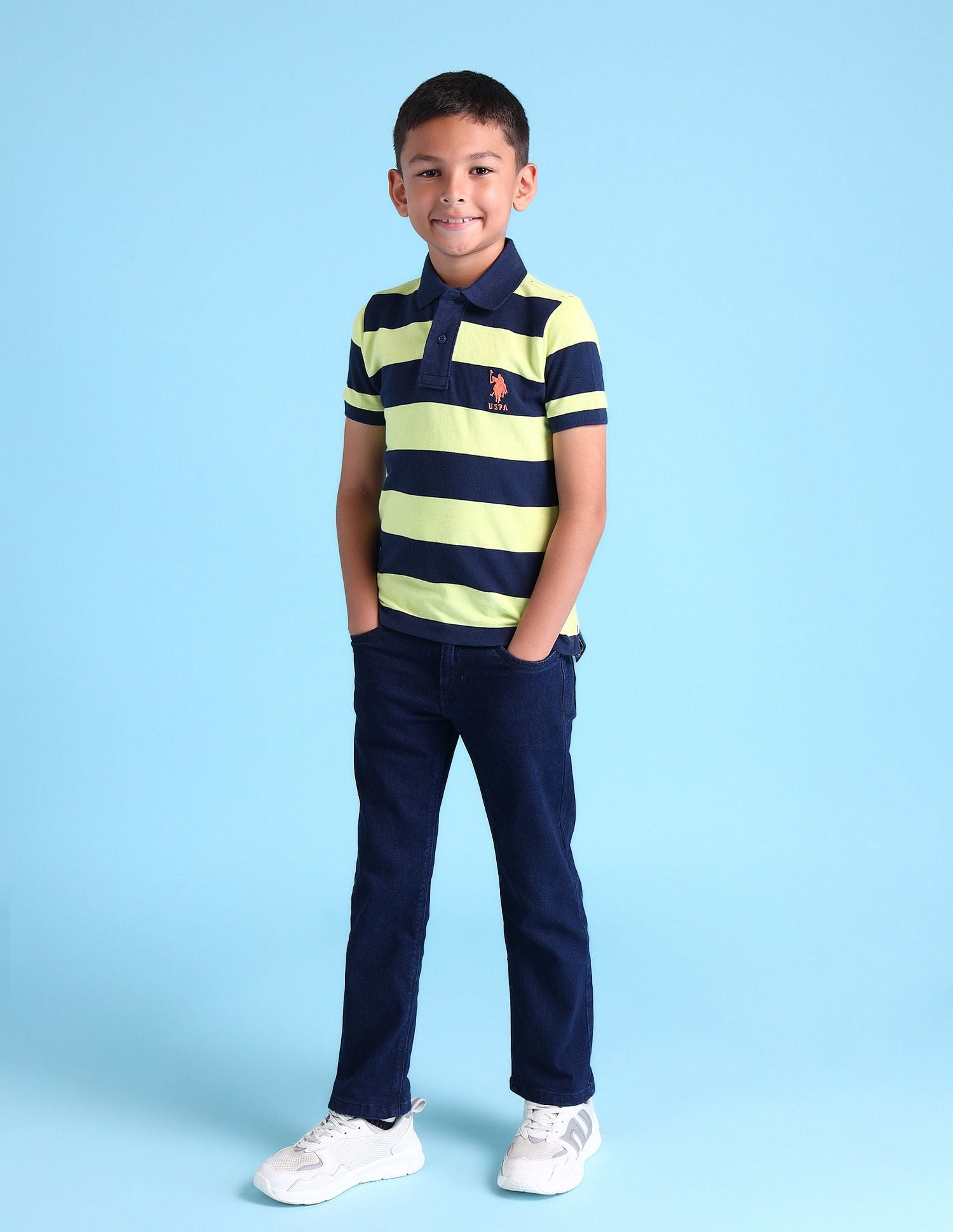 Boys Horizontal Stripes Polo Shirt