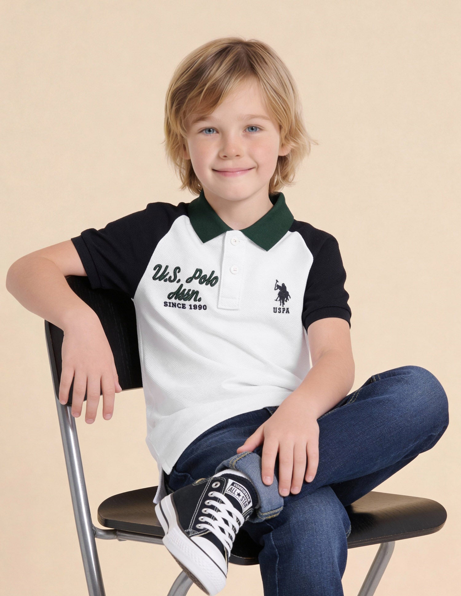 Boys Colour Block Regular Fit Polo Shirt