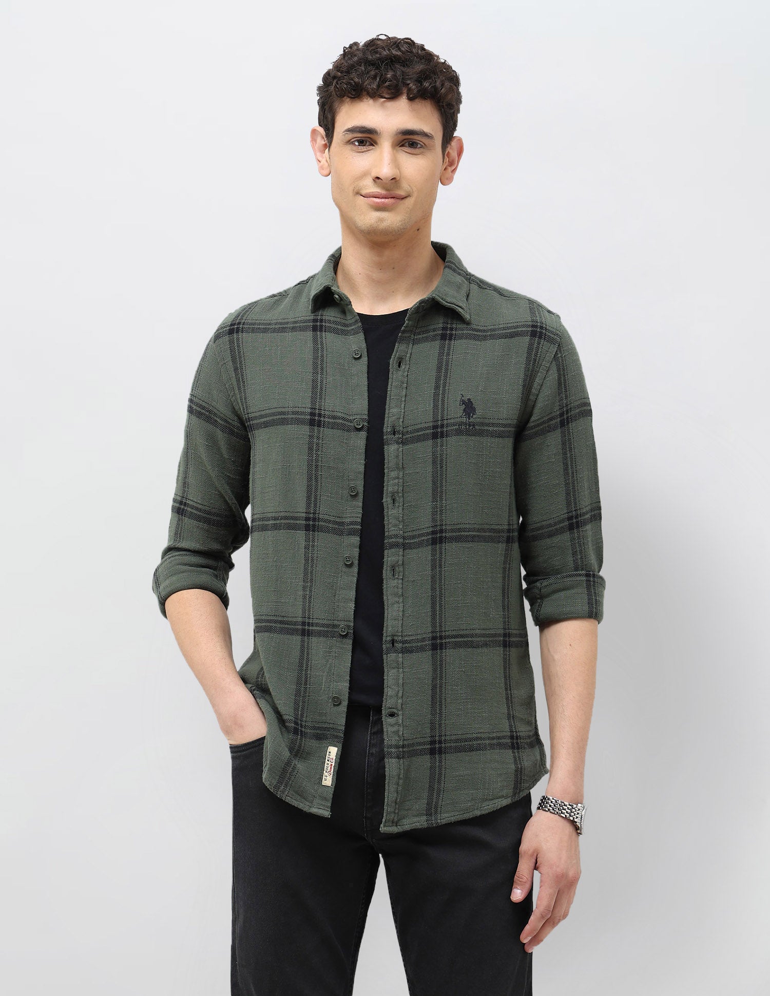 Windowpane Checked Regular Fit Shirt