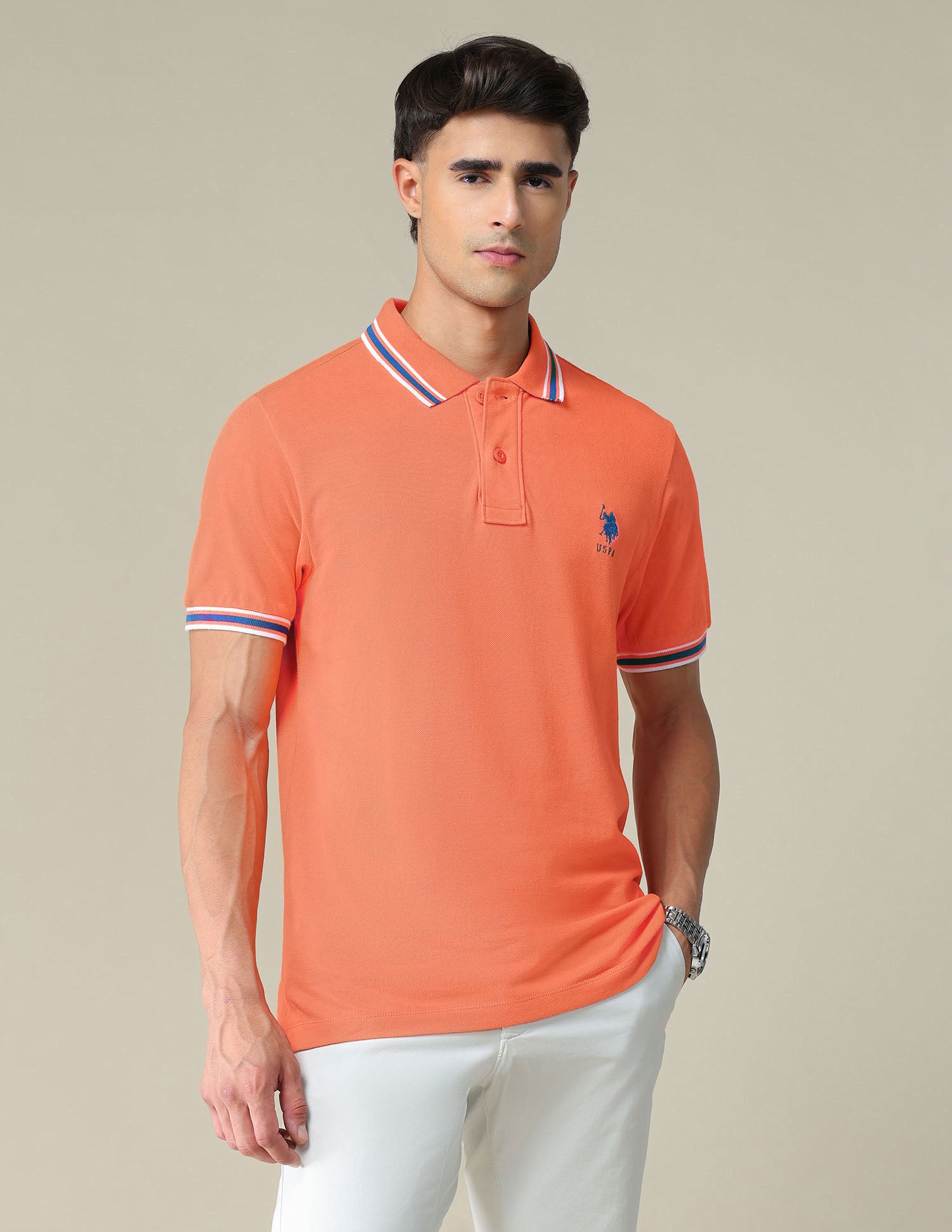 Tipped Collar Slim Fit Polo Shirt