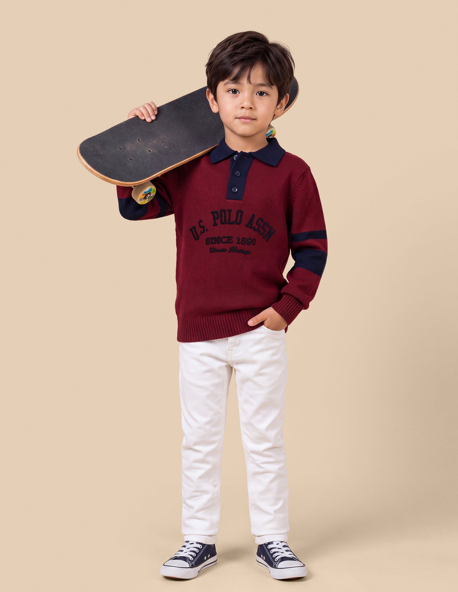 Brand Embroidered Regular Fit Sweater Maroon - U.S. Polo Assn. India | Large