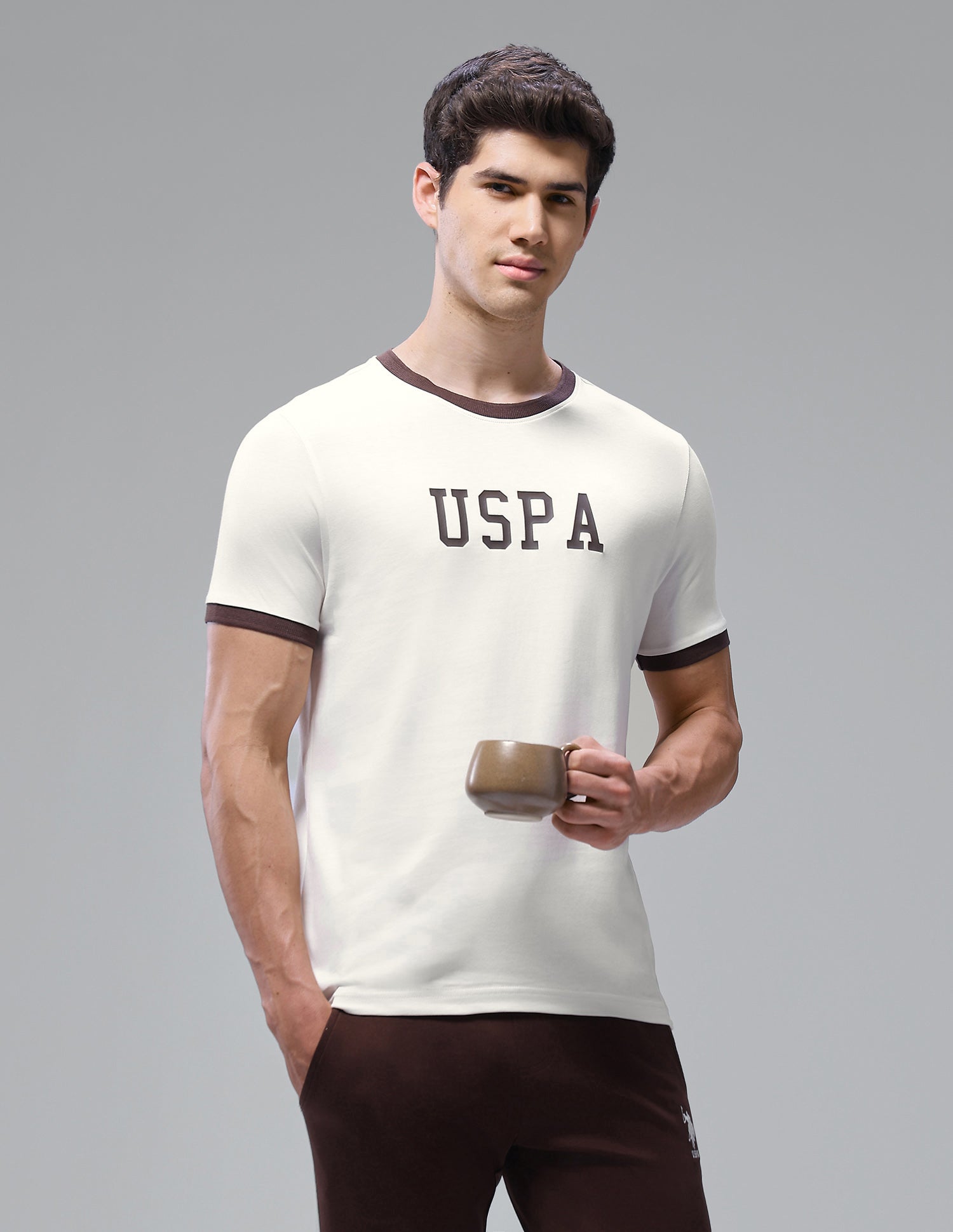 Brand Printed Regular Fit Loungewear T-Shirt Vanilla Ice - U.S. Polo Assn. India | Large