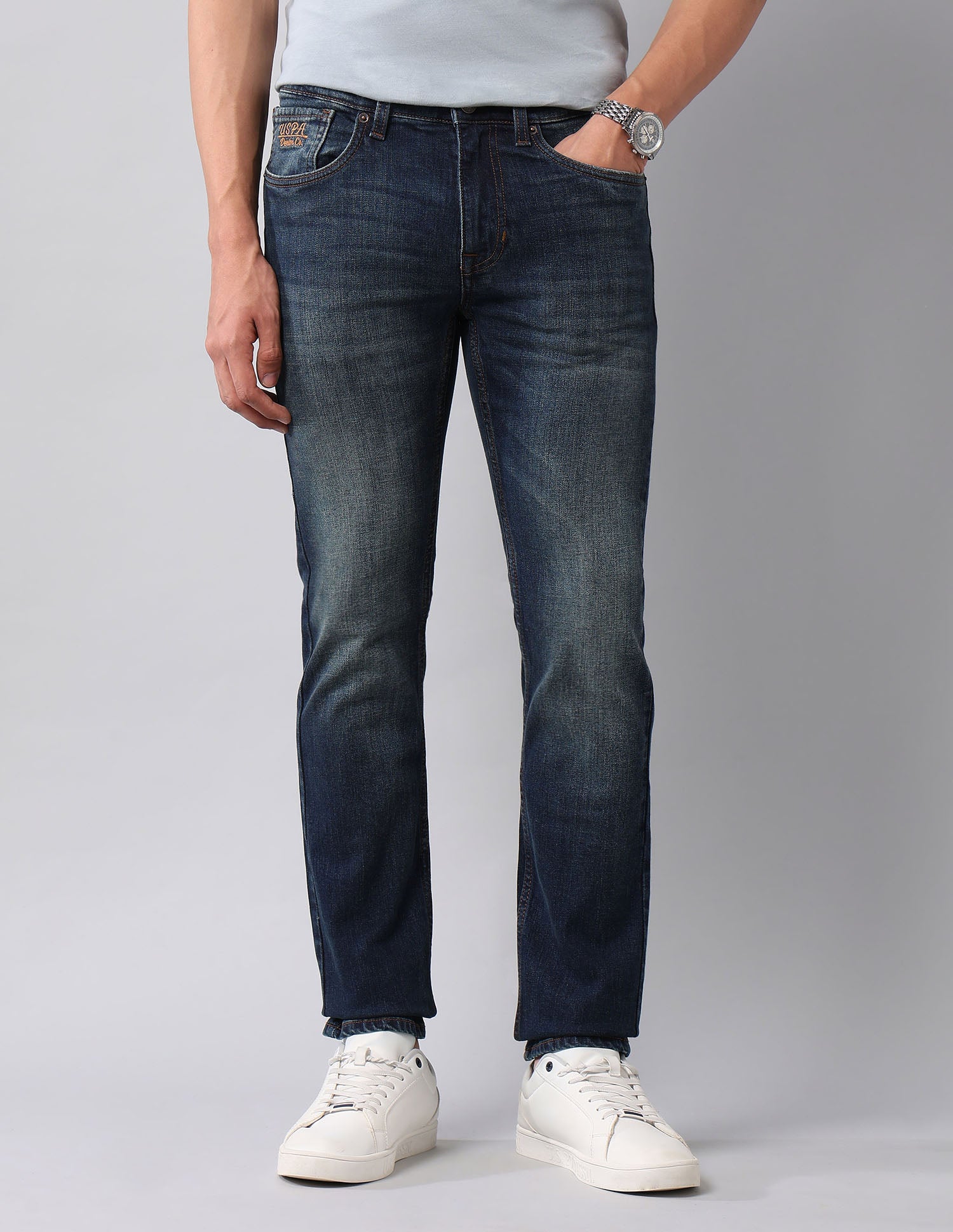 Regallo Skinny Fit Blue Jeans Mid Wash - U.S. Polo Assn. India | Large