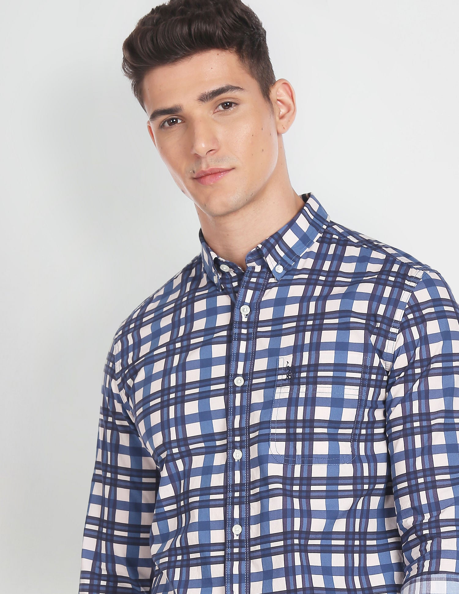 Slim Fit Plaid Shirt Blue - U.S. POLO ASSN. | Large