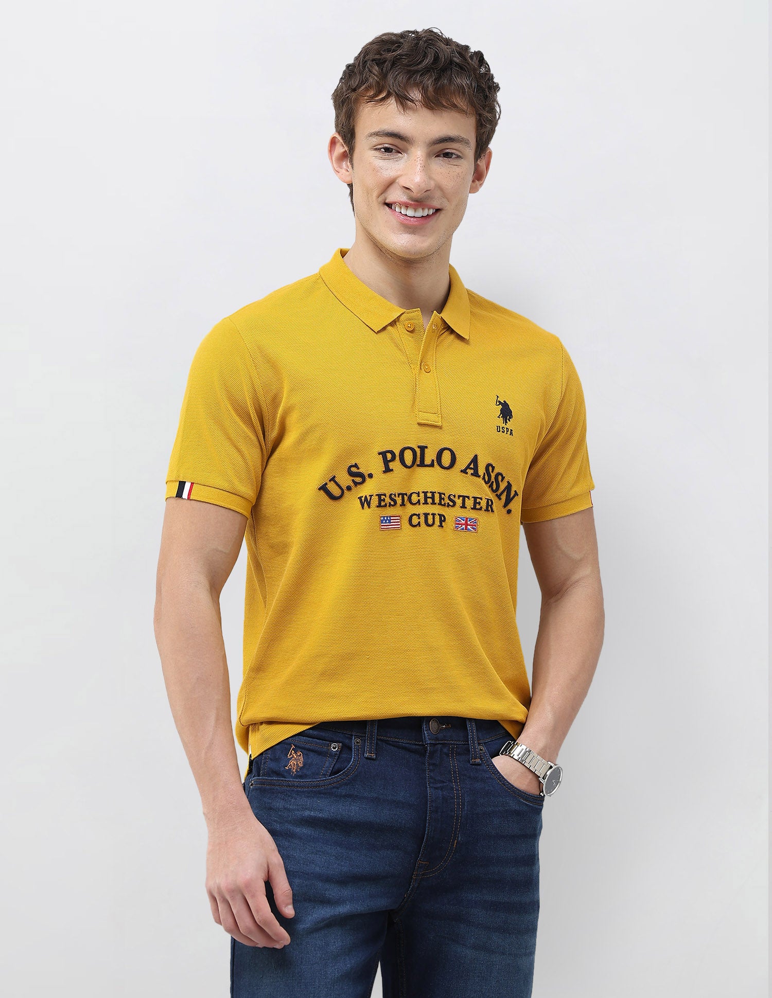 Brand Embroidered Slim Fit Polo Shirt