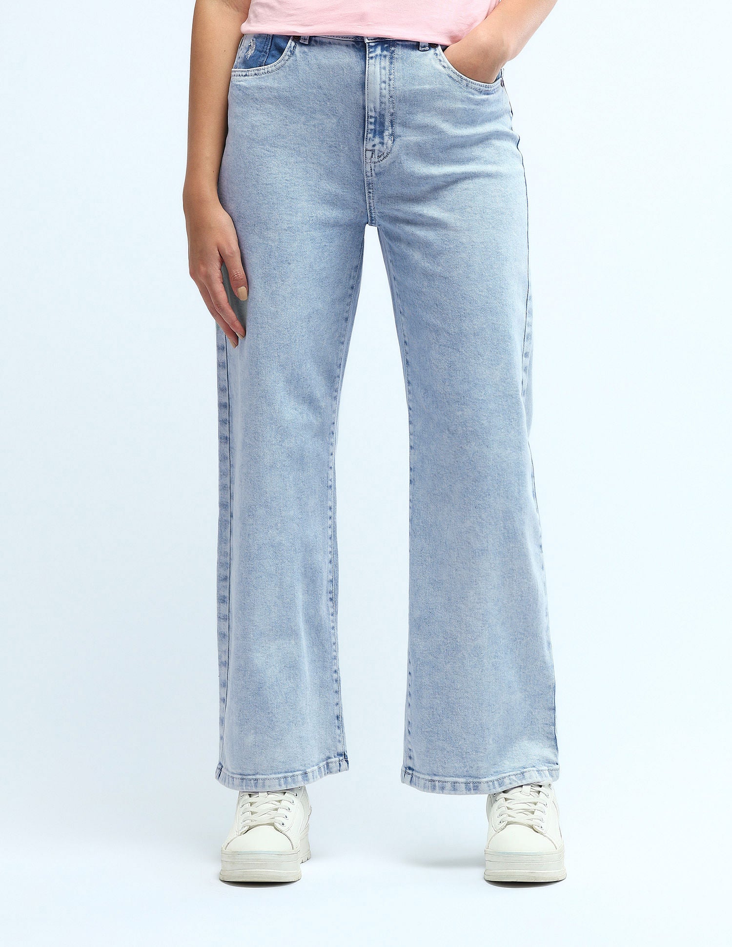 High Rise Wide Leg Jeans Blue - U.S. Polo Assn. India | Large