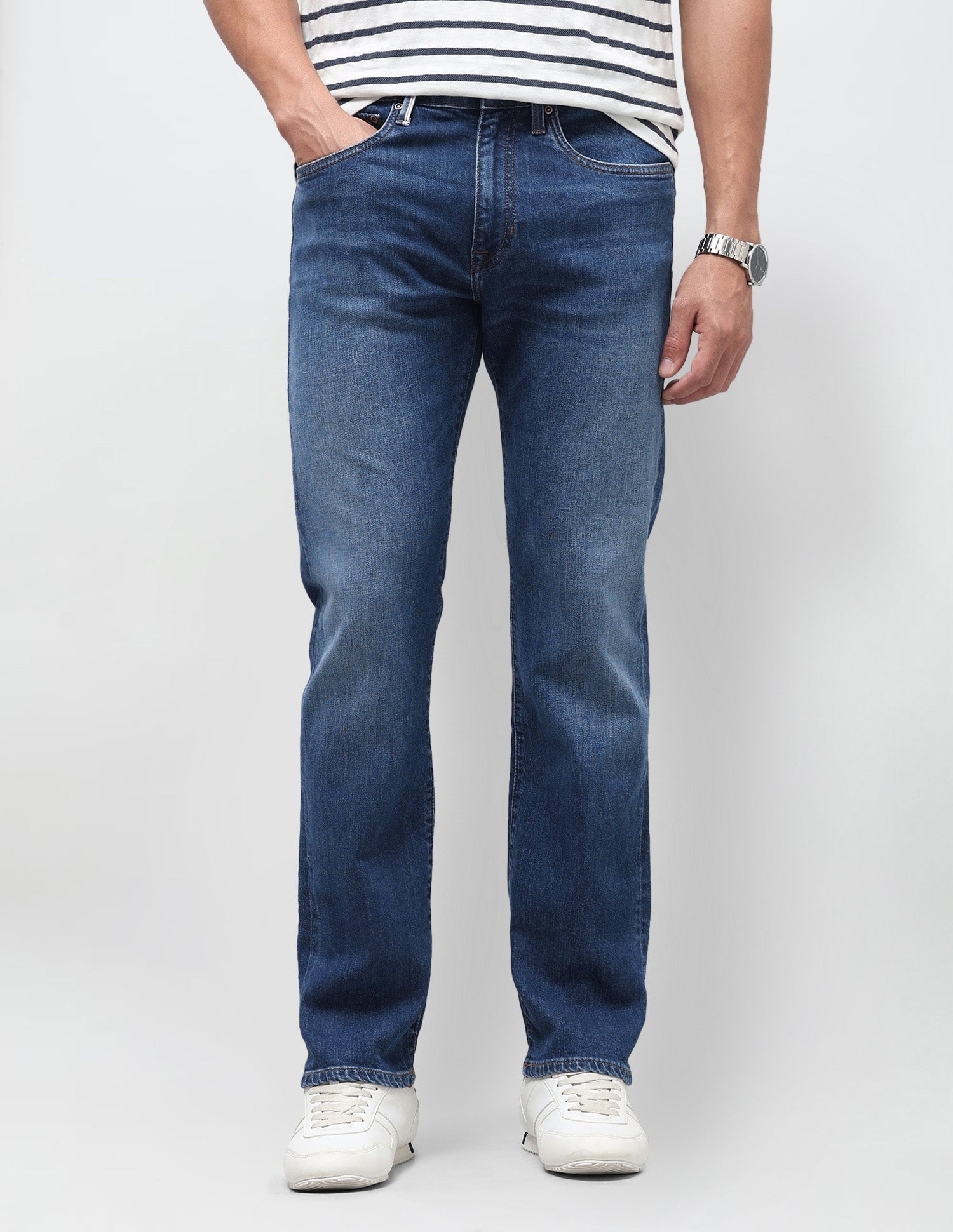 Harold Slim Straight Fit Blue Jeans Mid Blue - U.S. Polo Assn. India | Large