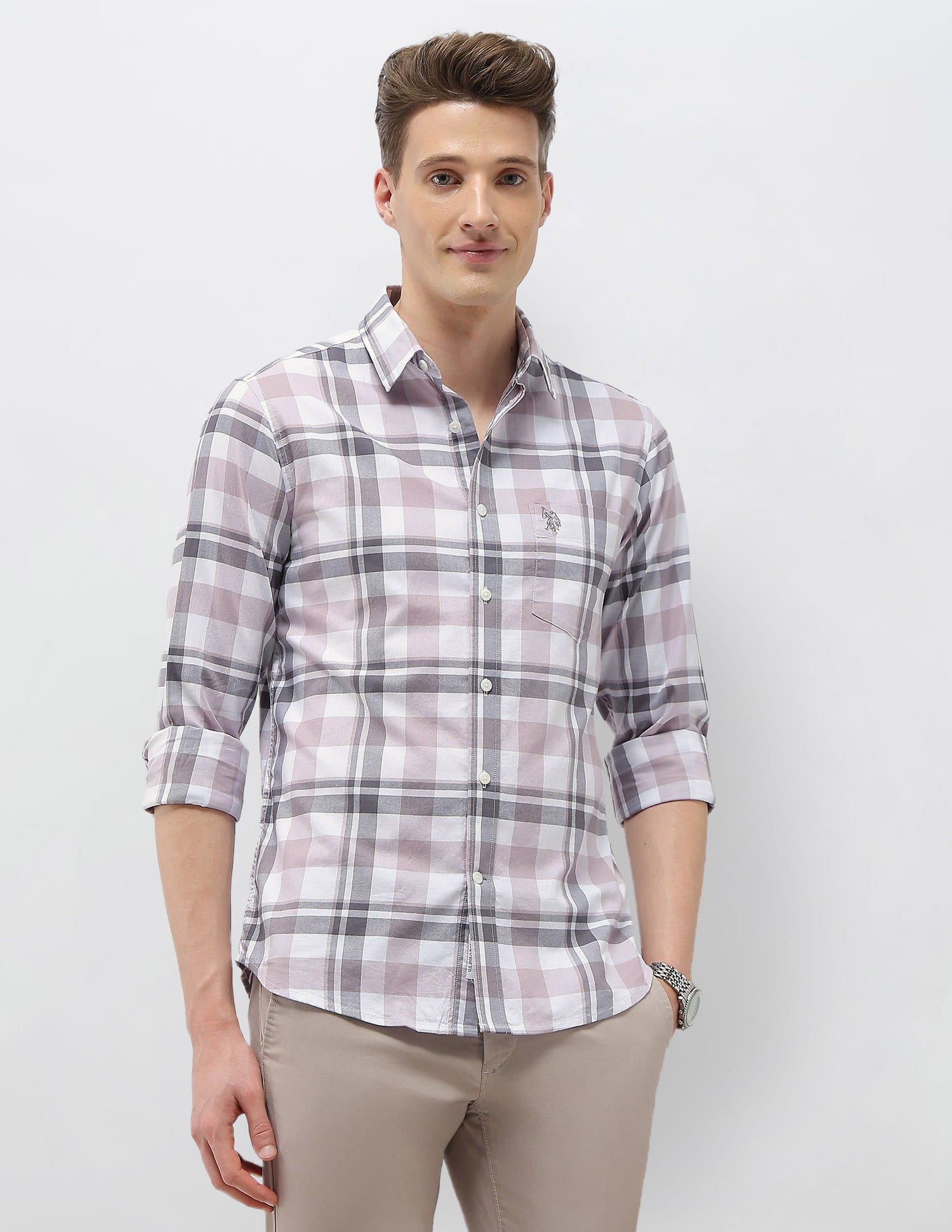 Casa De Campo Regular Fit Shirt Pink - U.S. Polo Assn. India | Large