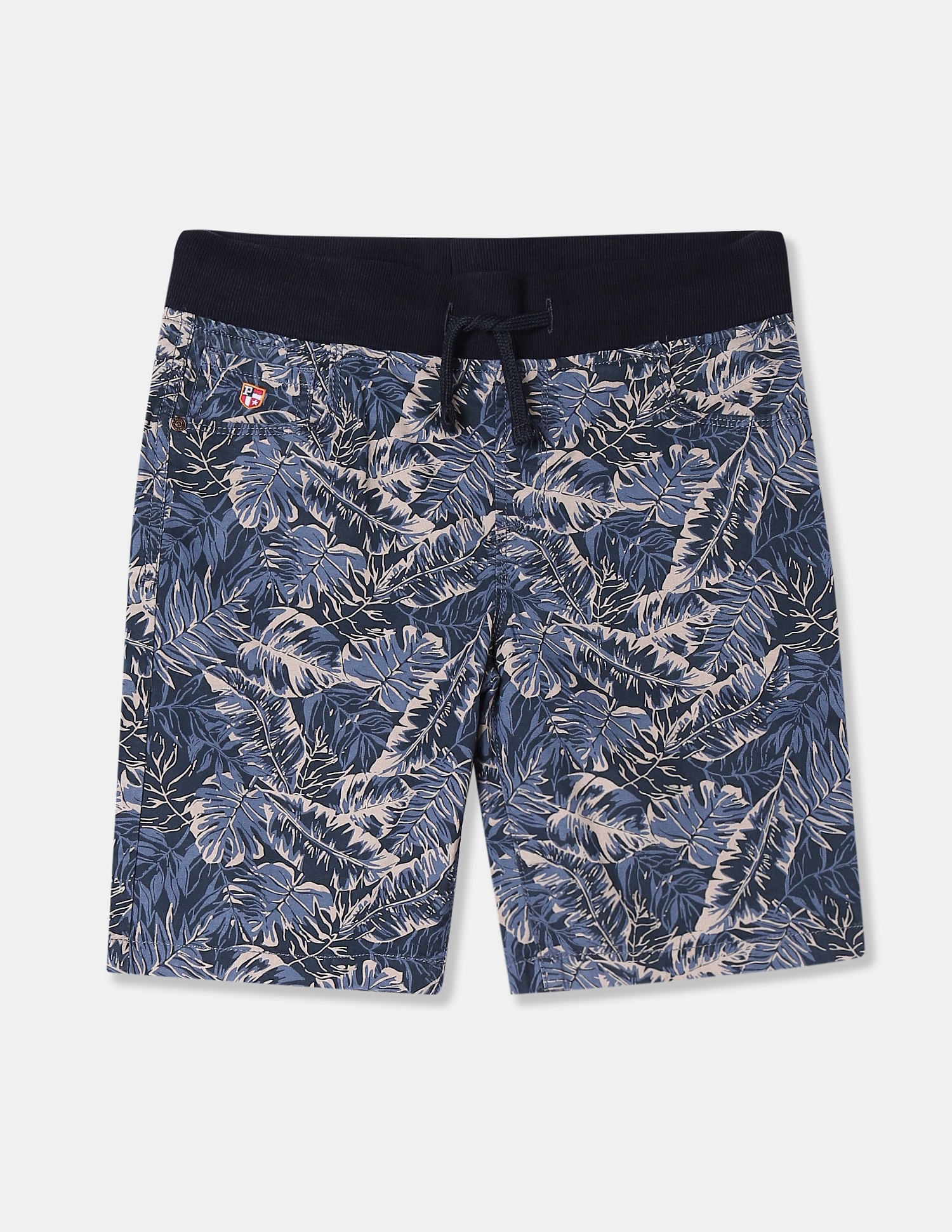 Boys Blue Tropical Print Woven Shorts