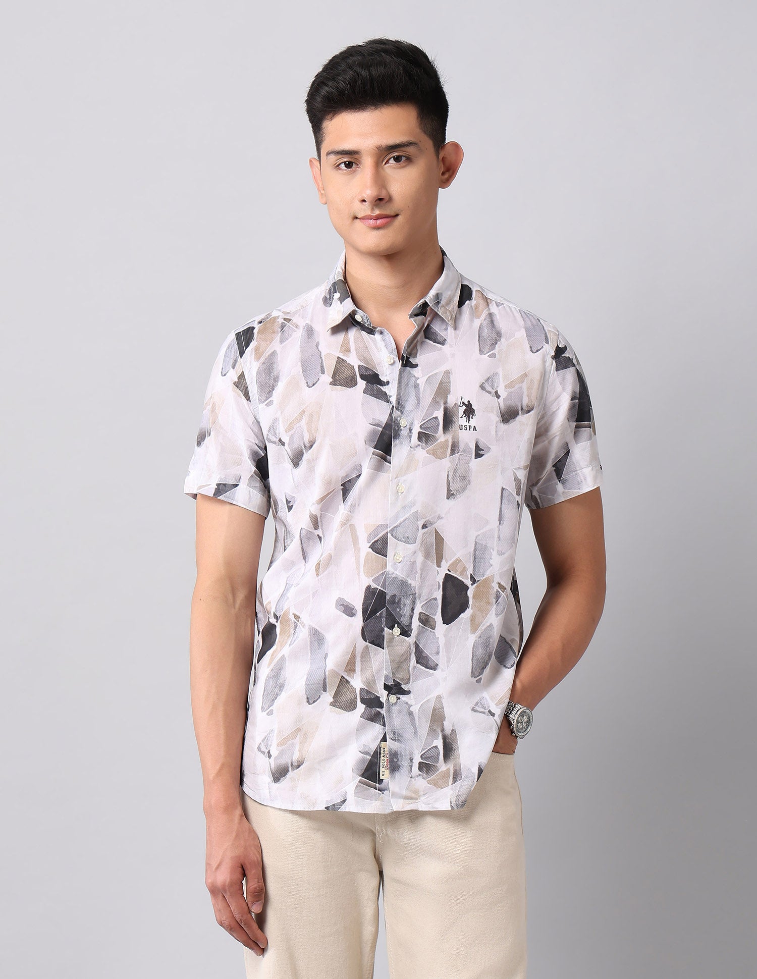 Abstract Printed Regular Fit Shirt Purple - U.S. Polo Assn. India | Large