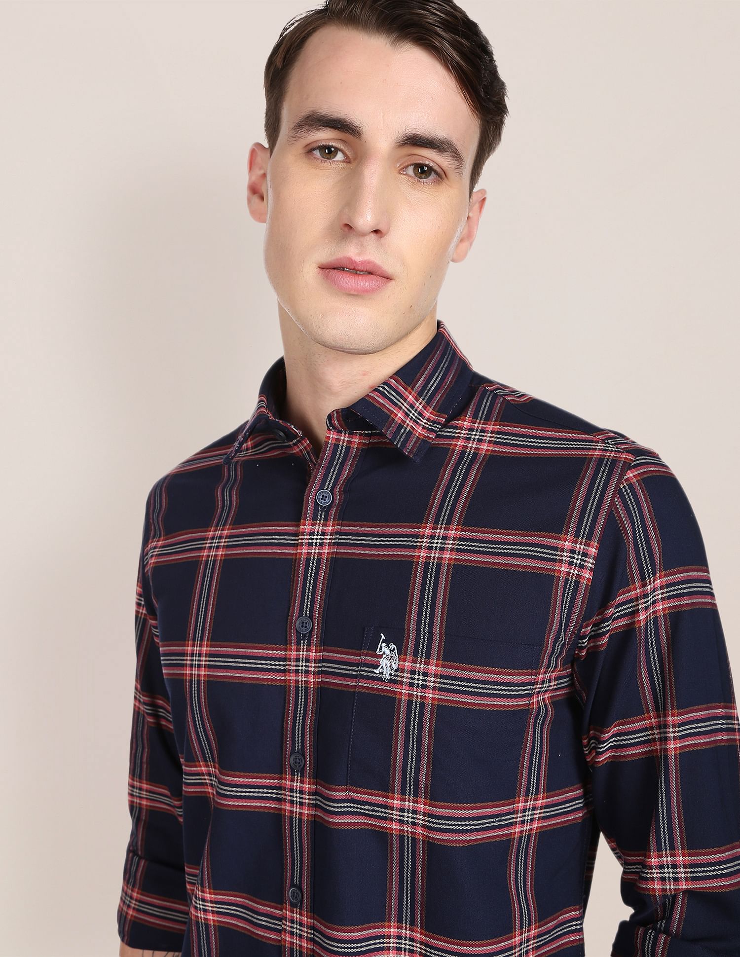 Tartan Check Cotton Casual Shirt Navy - U.S. Polo Assn. India | Large