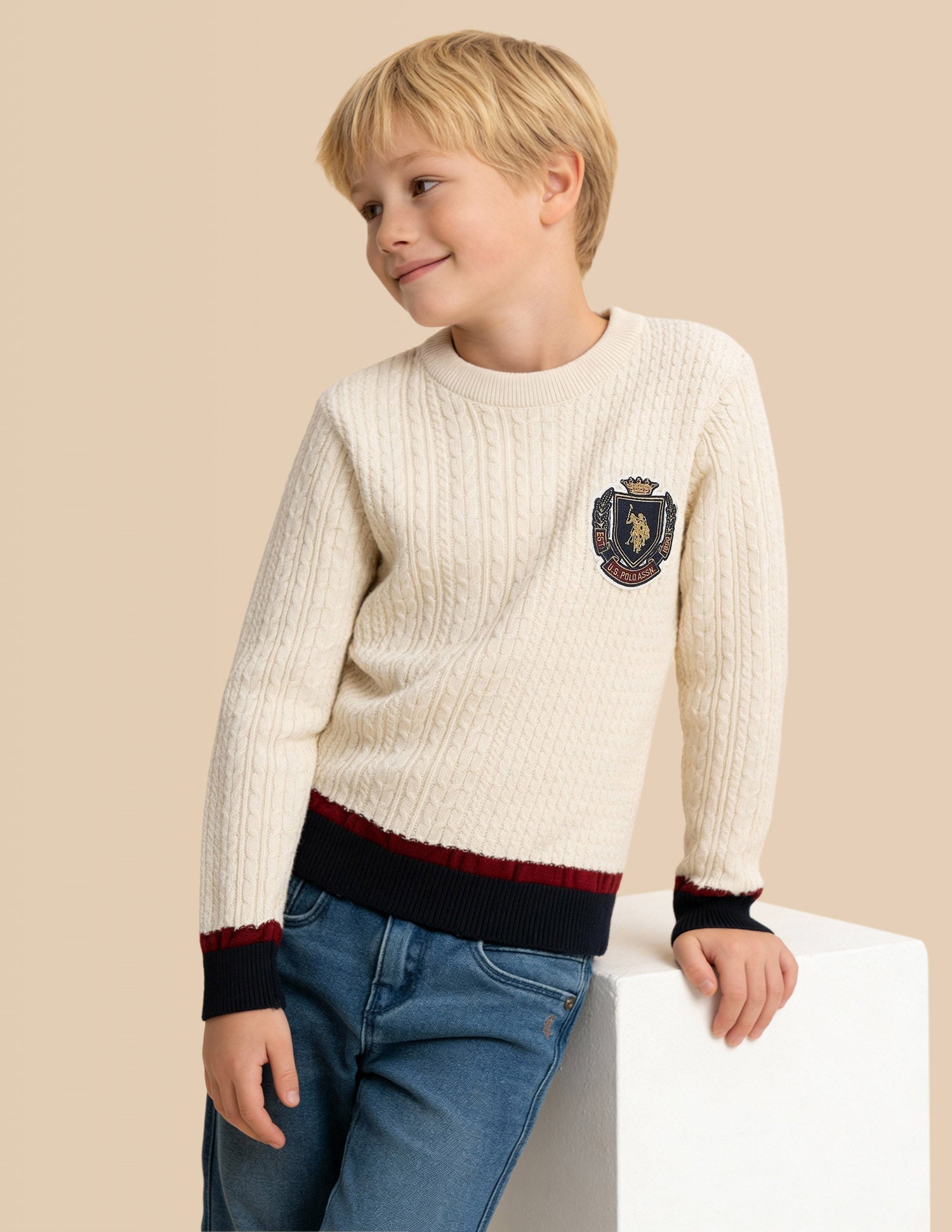 Boys Cable Knit Regular Fit Sweater