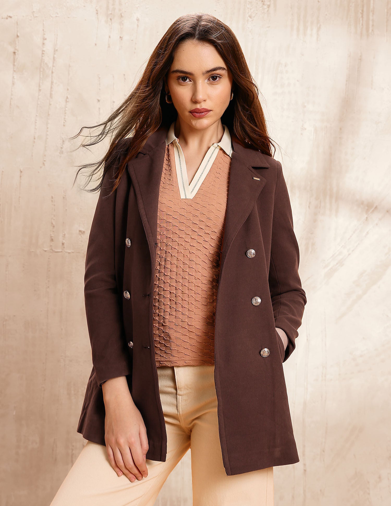Double Breasted Notch Lapel Coat
