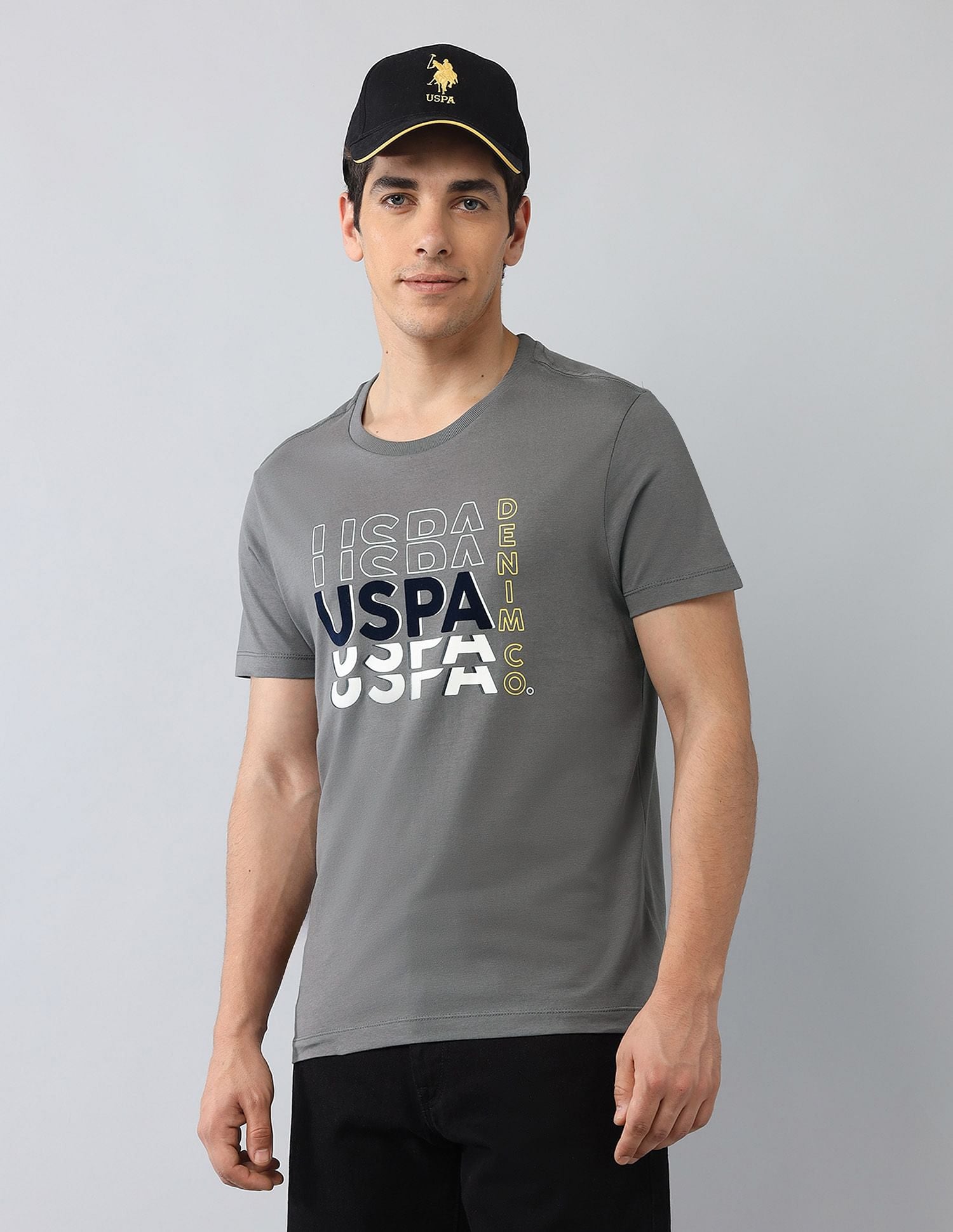 Muscle Fit Brand Printed T-Shirt Dark Grey - U.S. Polo Assn. India | Large