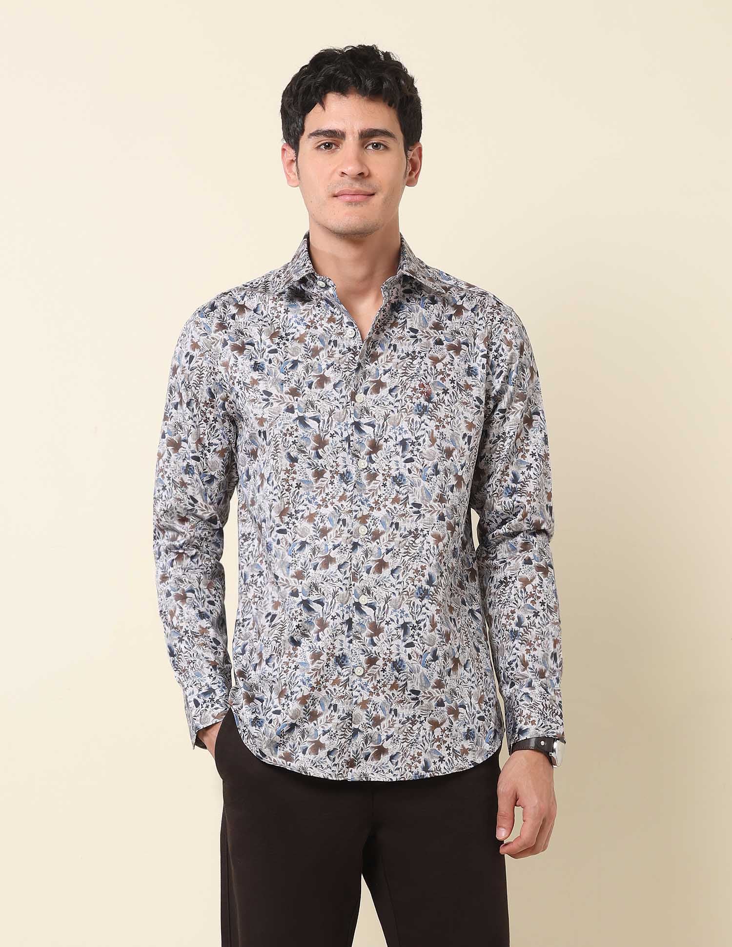 Floral Printed Tailored Fit Shirt Grey - U.S. Polo Assn. India | Large