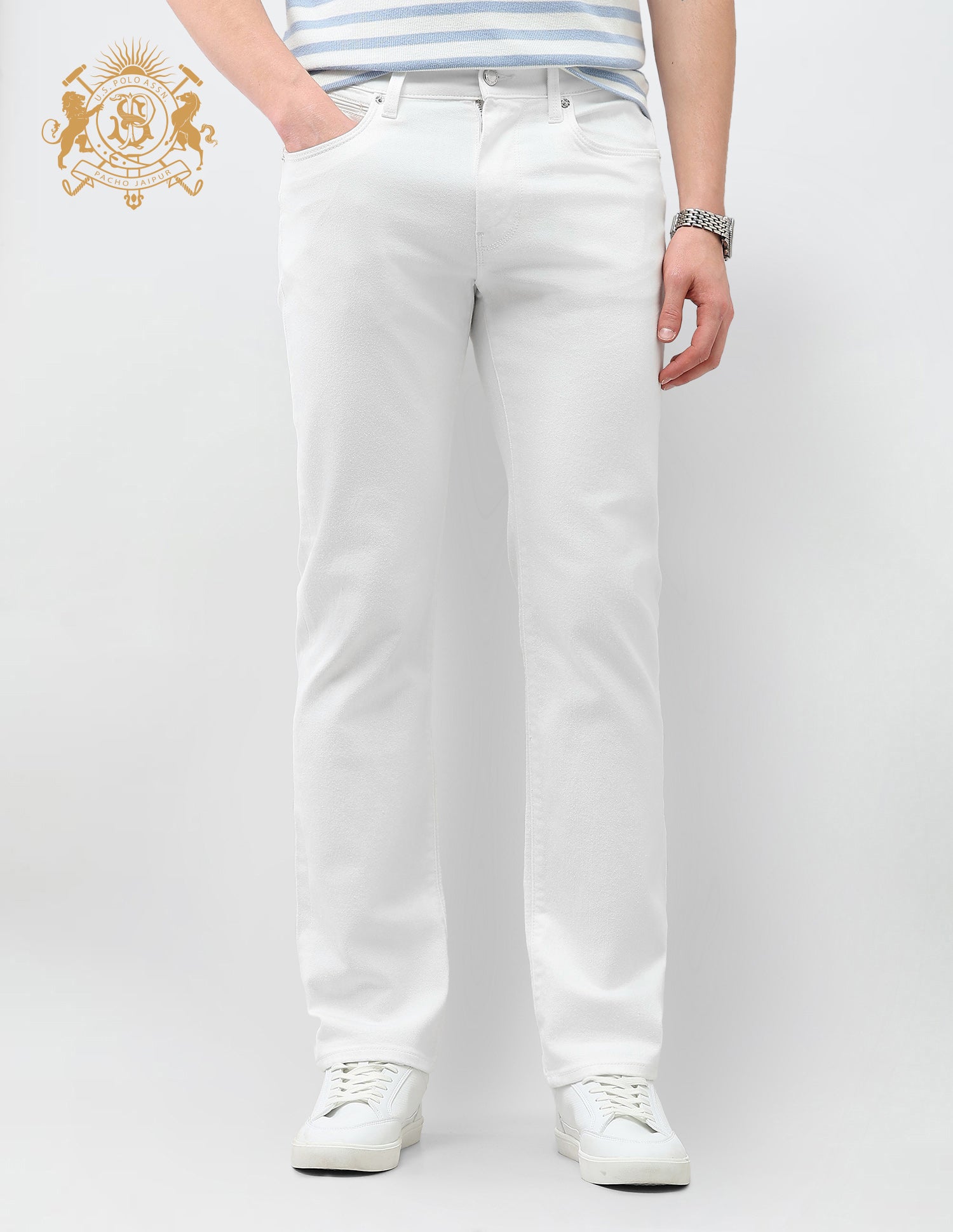 Harold Slim Straight Fit White Jeans