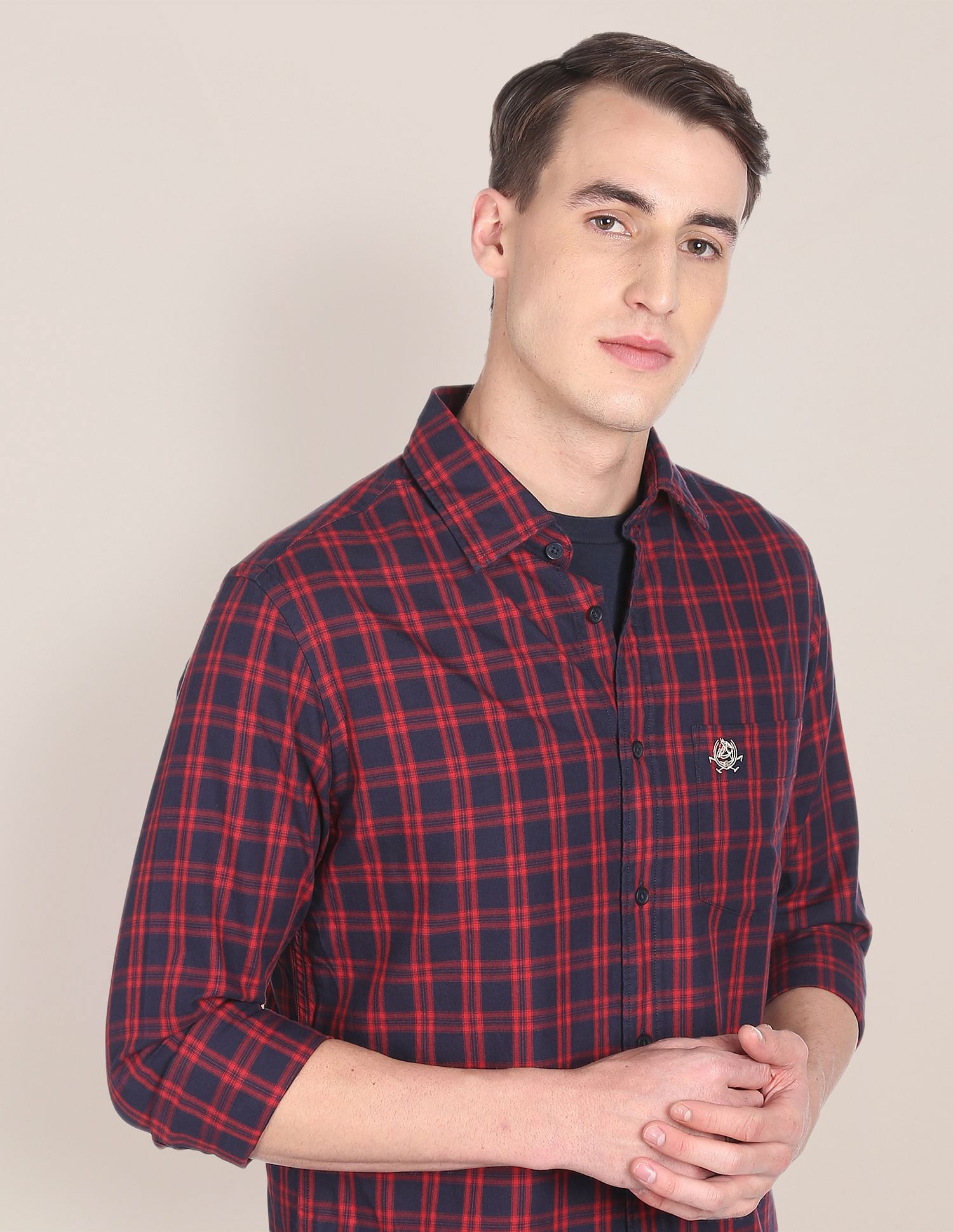 Tailored Fit Tartan Check Casual Shirt Navy - U.S. Polo Assn. India | Large