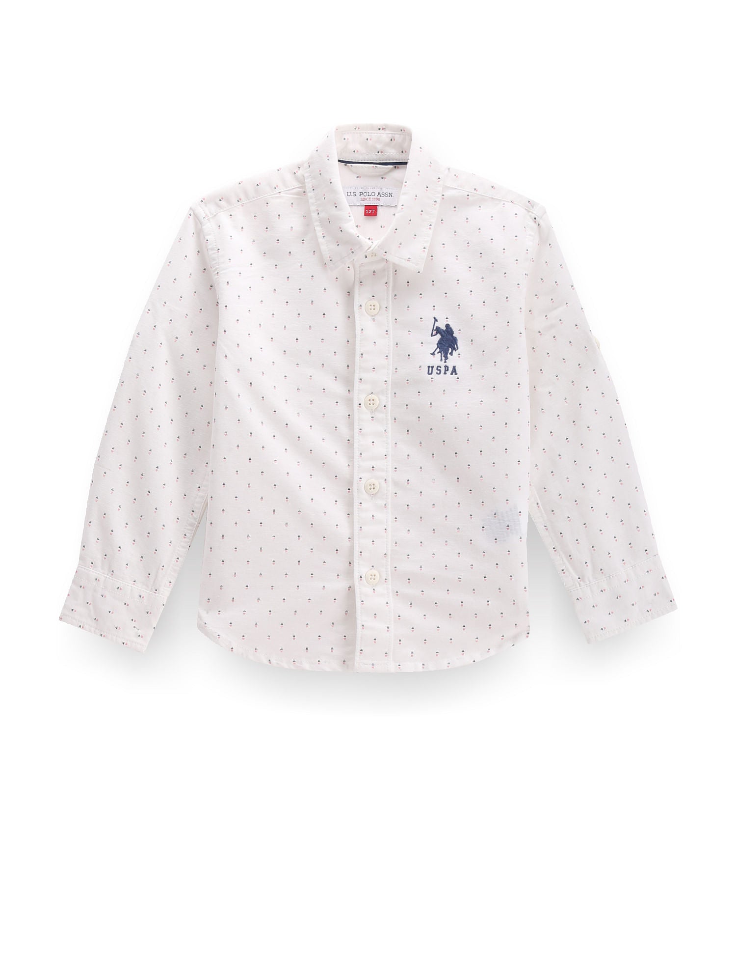 Boys Long Sleeve Geometric Print Shirt