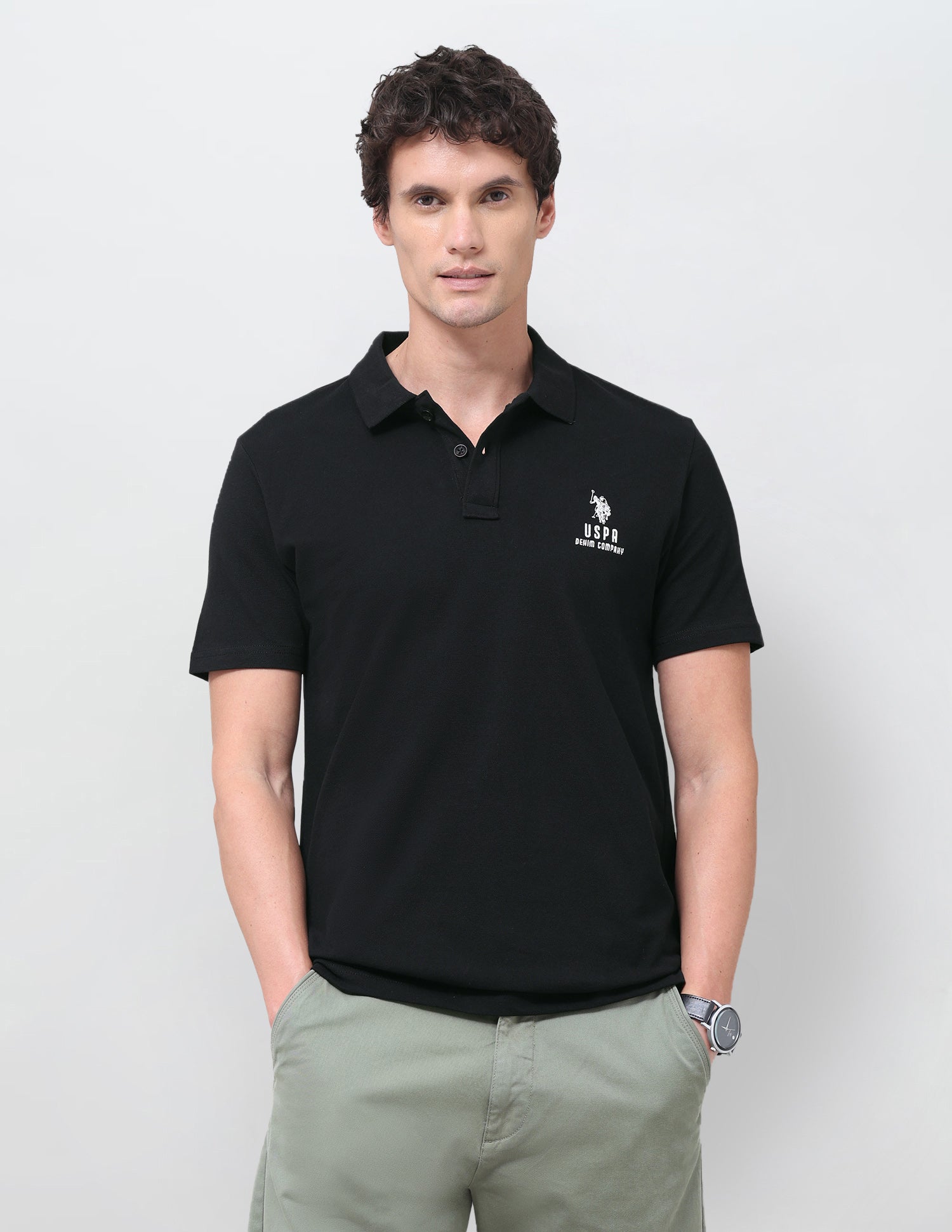 Solid Slim Fit Polo Shirt Black - U.S. Polo Assn. India | Large