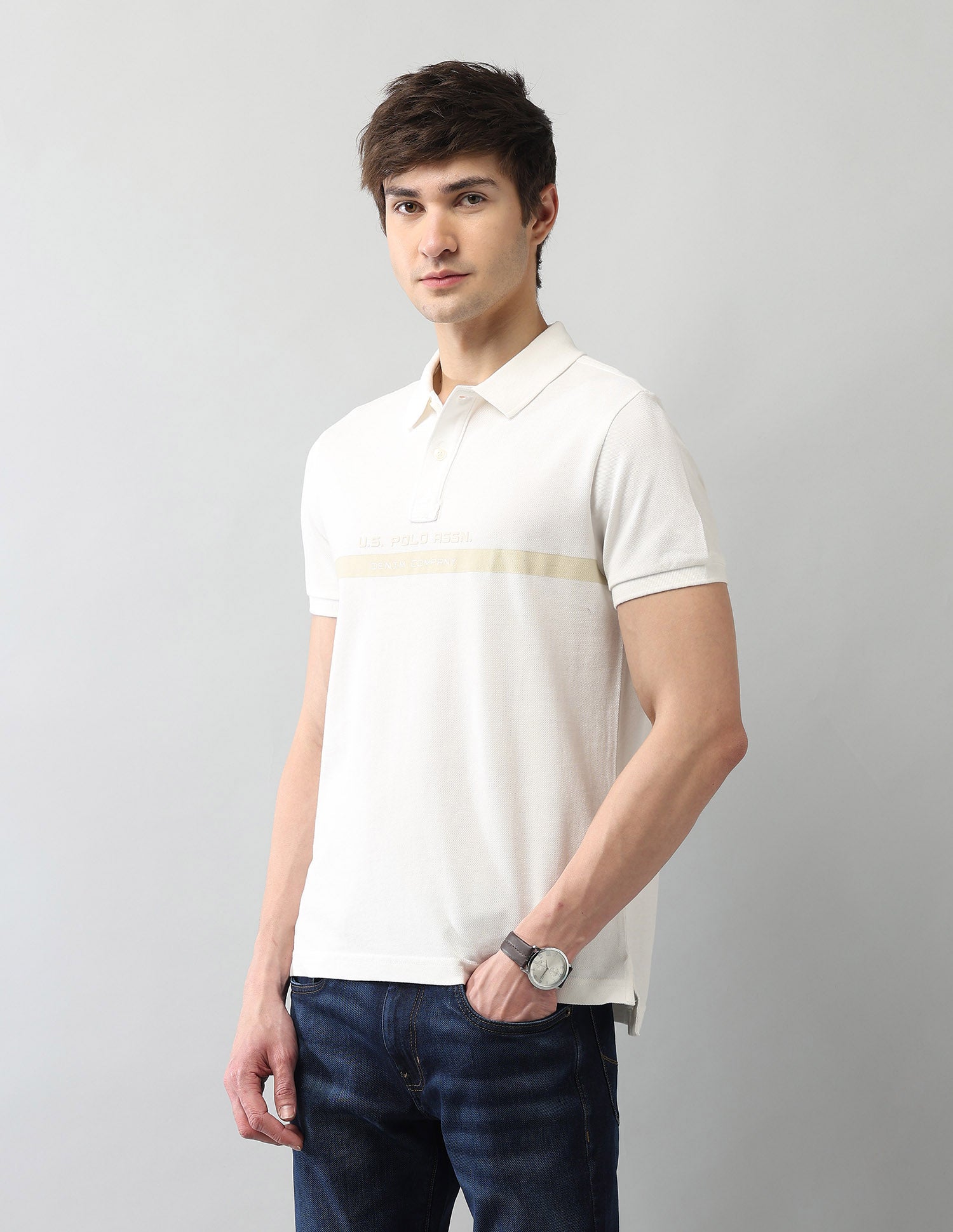 Muscle Fit Brand Printed Polo Shirt