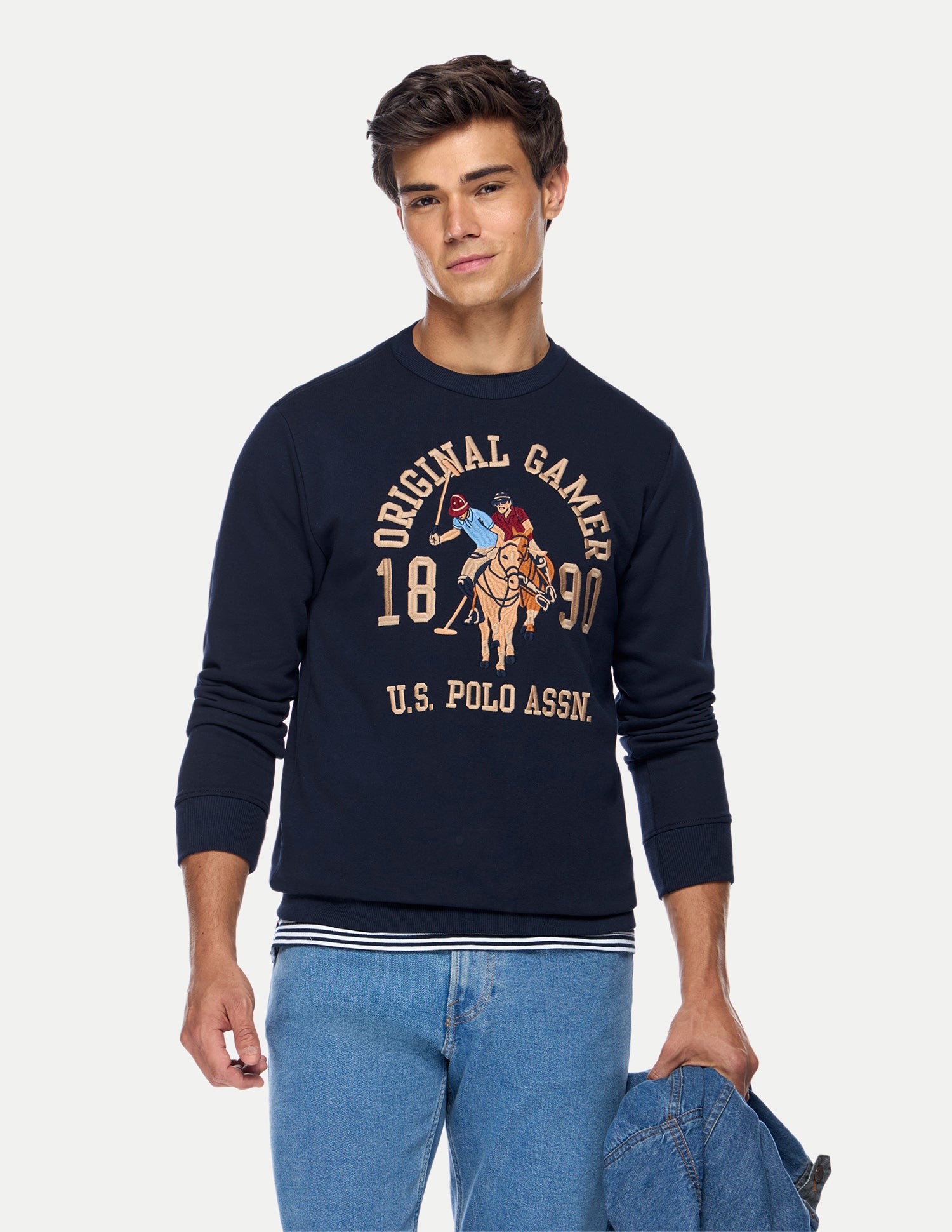 Graphic Brand Printed Regular Fit Sweatshirt Dark Blue - U.S. Polo Assn. India | Large