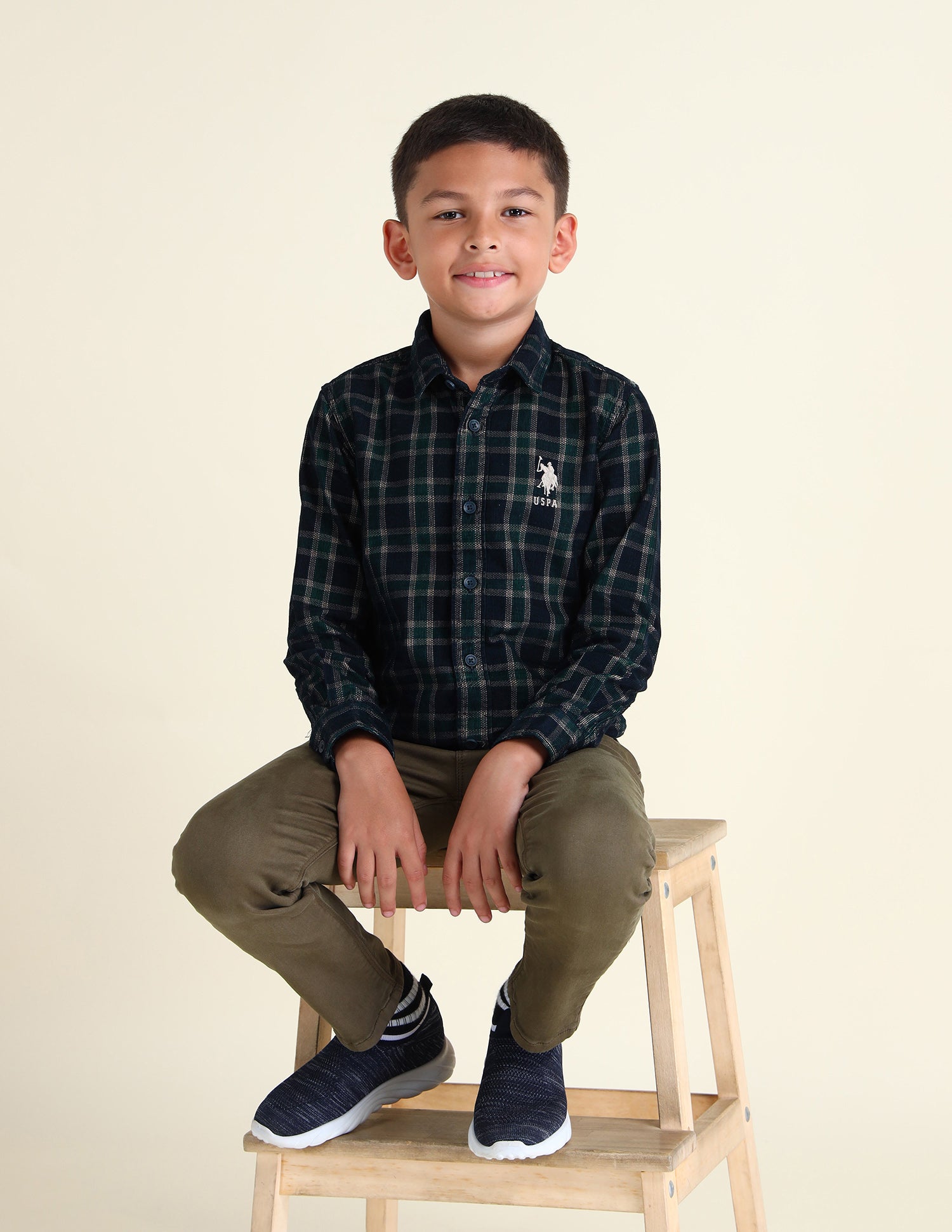 Boys Tartan Check Printed Regular Fit Shirt