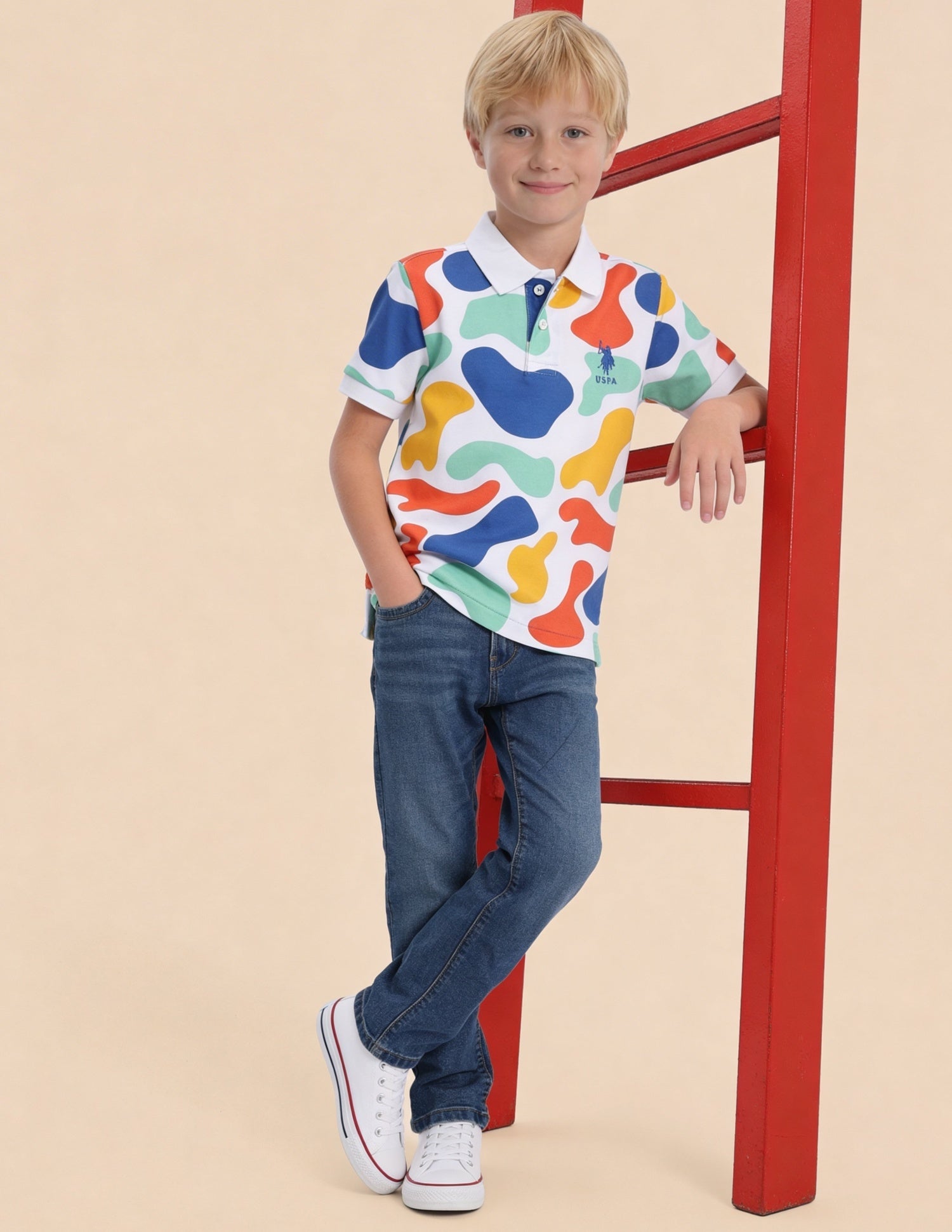 Abstract Printed Regular Fit Polo Shirt