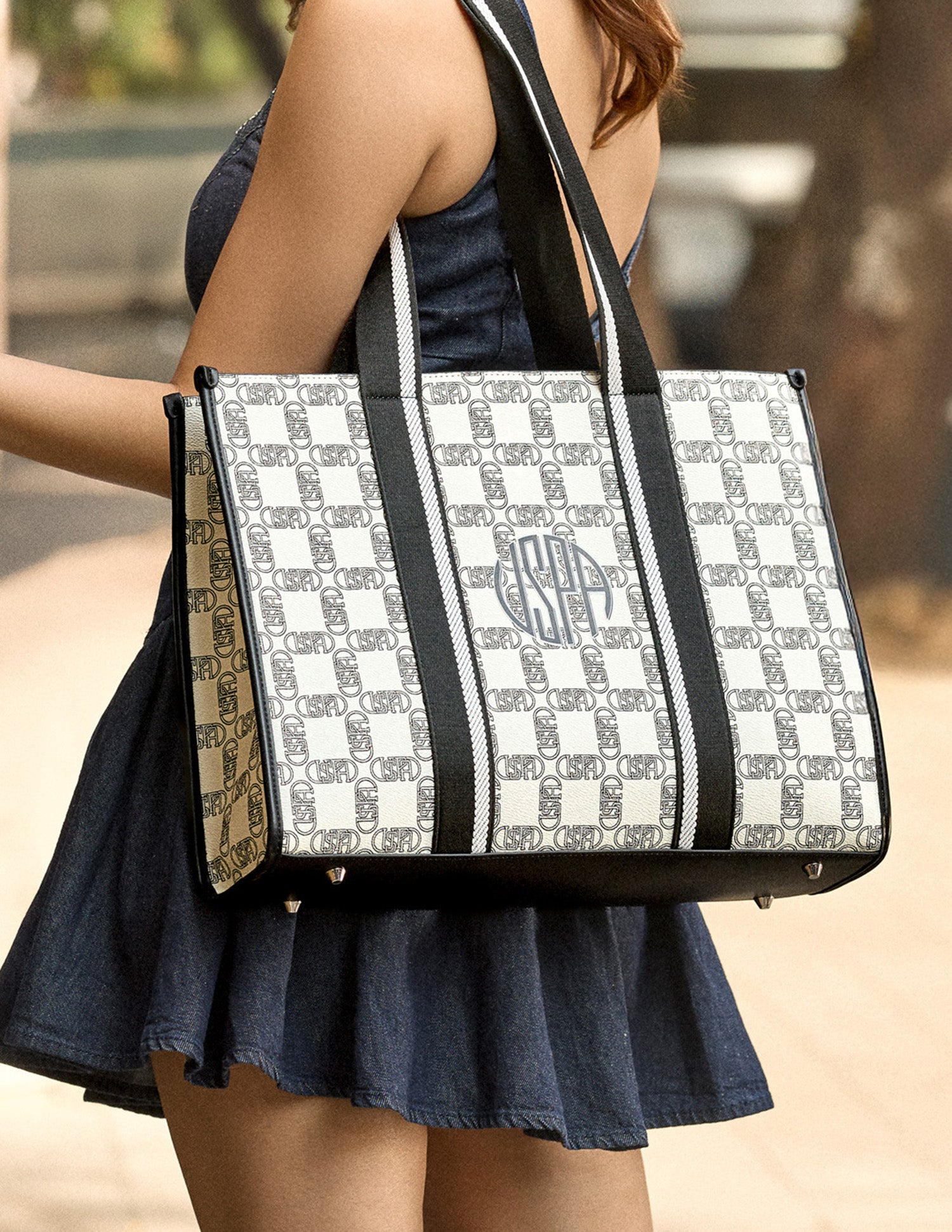 Monogram Mendy Satchel Bag Off White - U.S. Polo Assn. India | Large