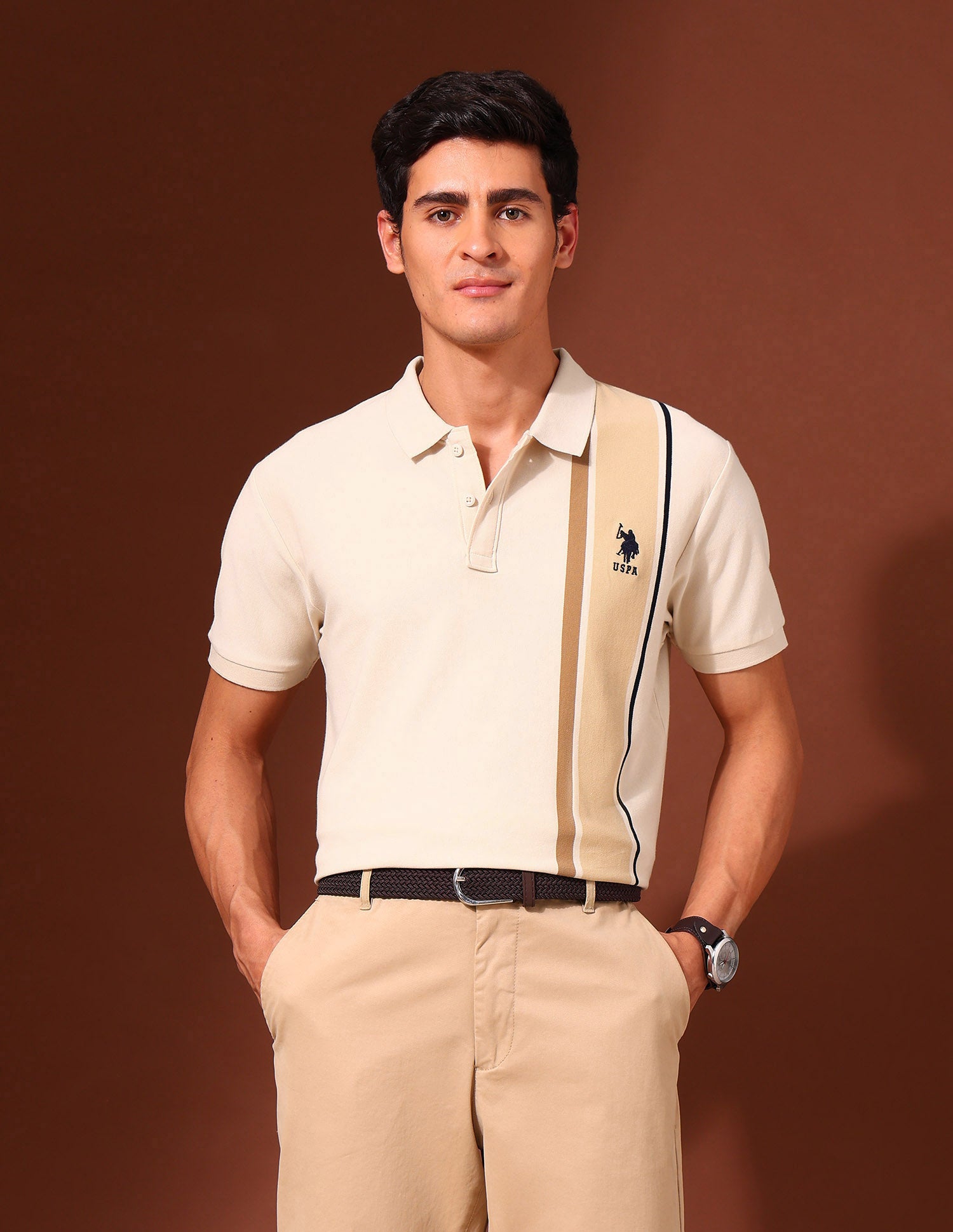 Colourblocked Classic Polo Shirt Off White - U.S. Polo Assn. India | Large