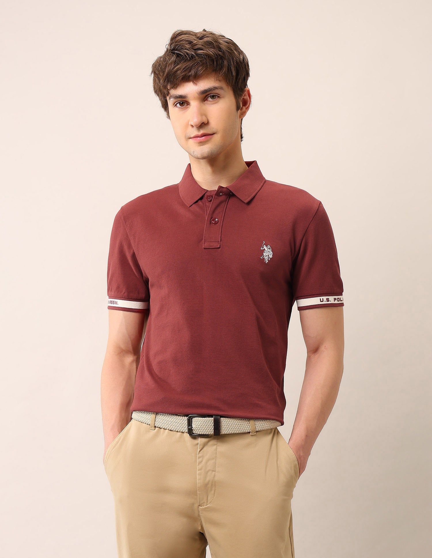 Solid Muscle Fit Polo Shirt Rust - U.S. Polo Assn. India | Large