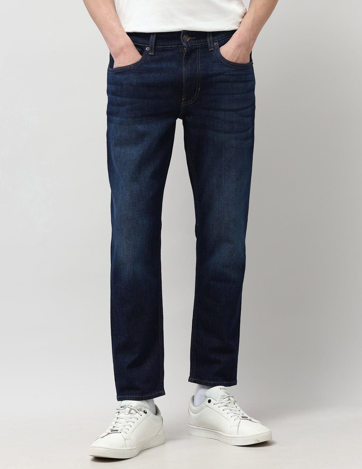 Cole Comfort Cropped Fit Blue Jeans