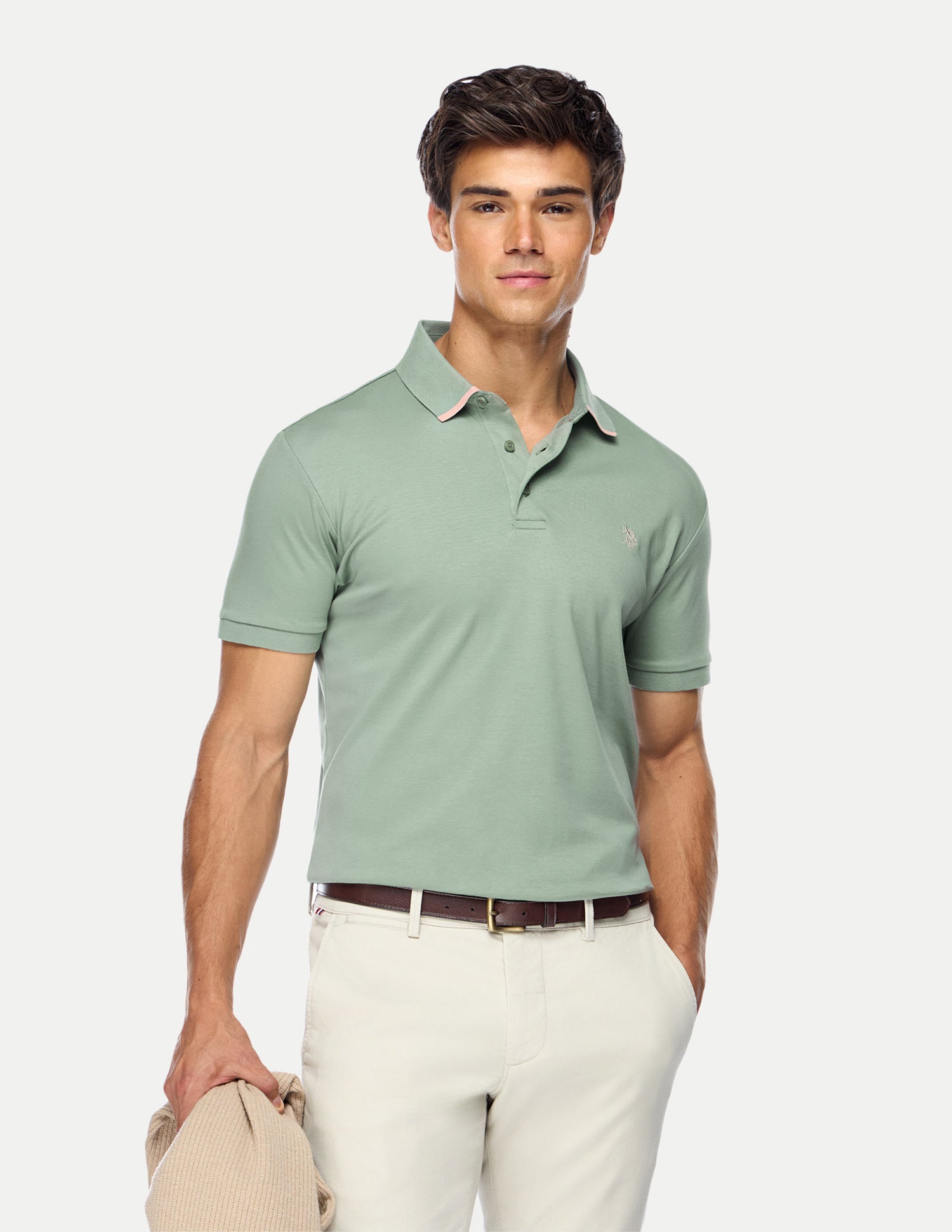 Solid Slim Fit Polo Shirt Light Green - U.S. Polo Assn. India | Large