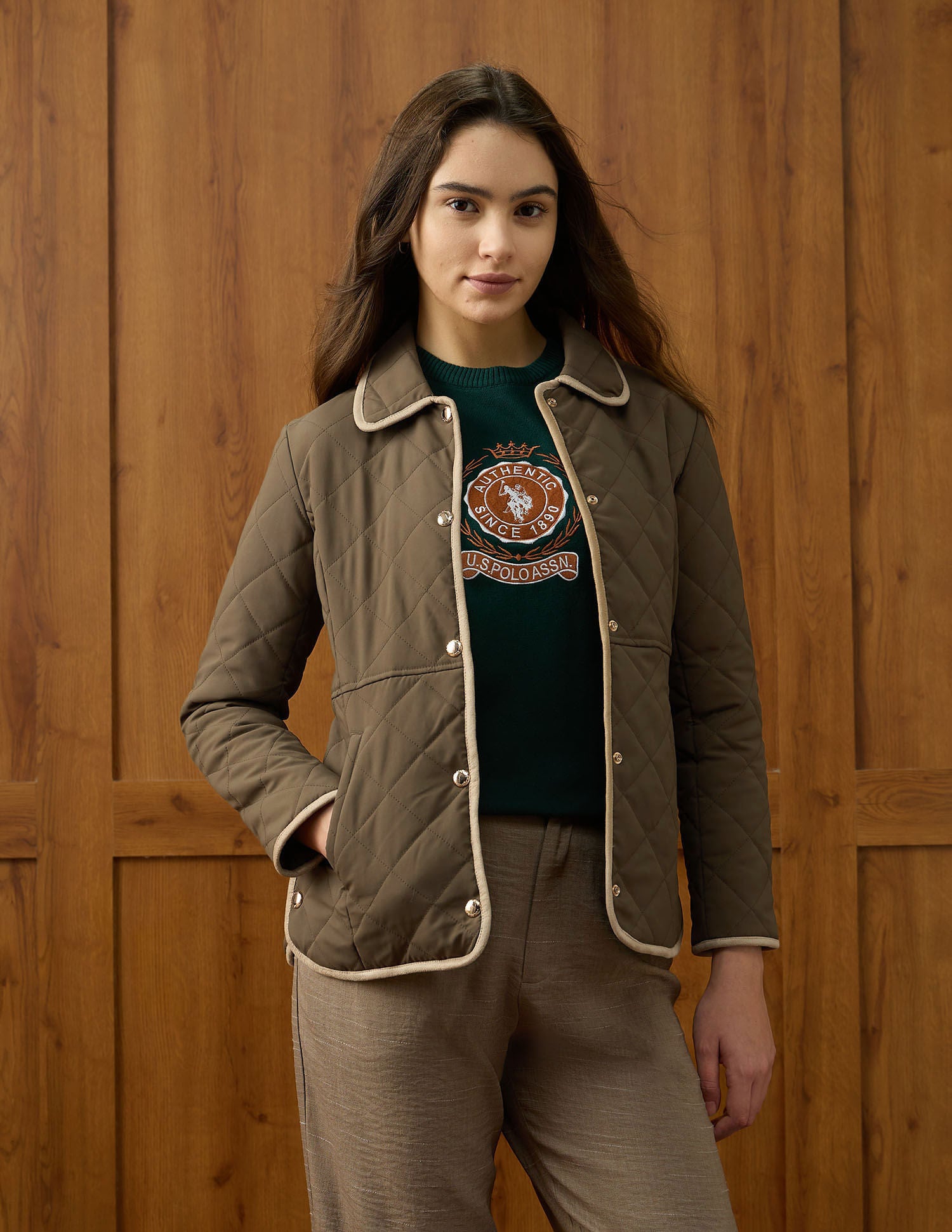 Solid Regular Fit Quilted Jacket