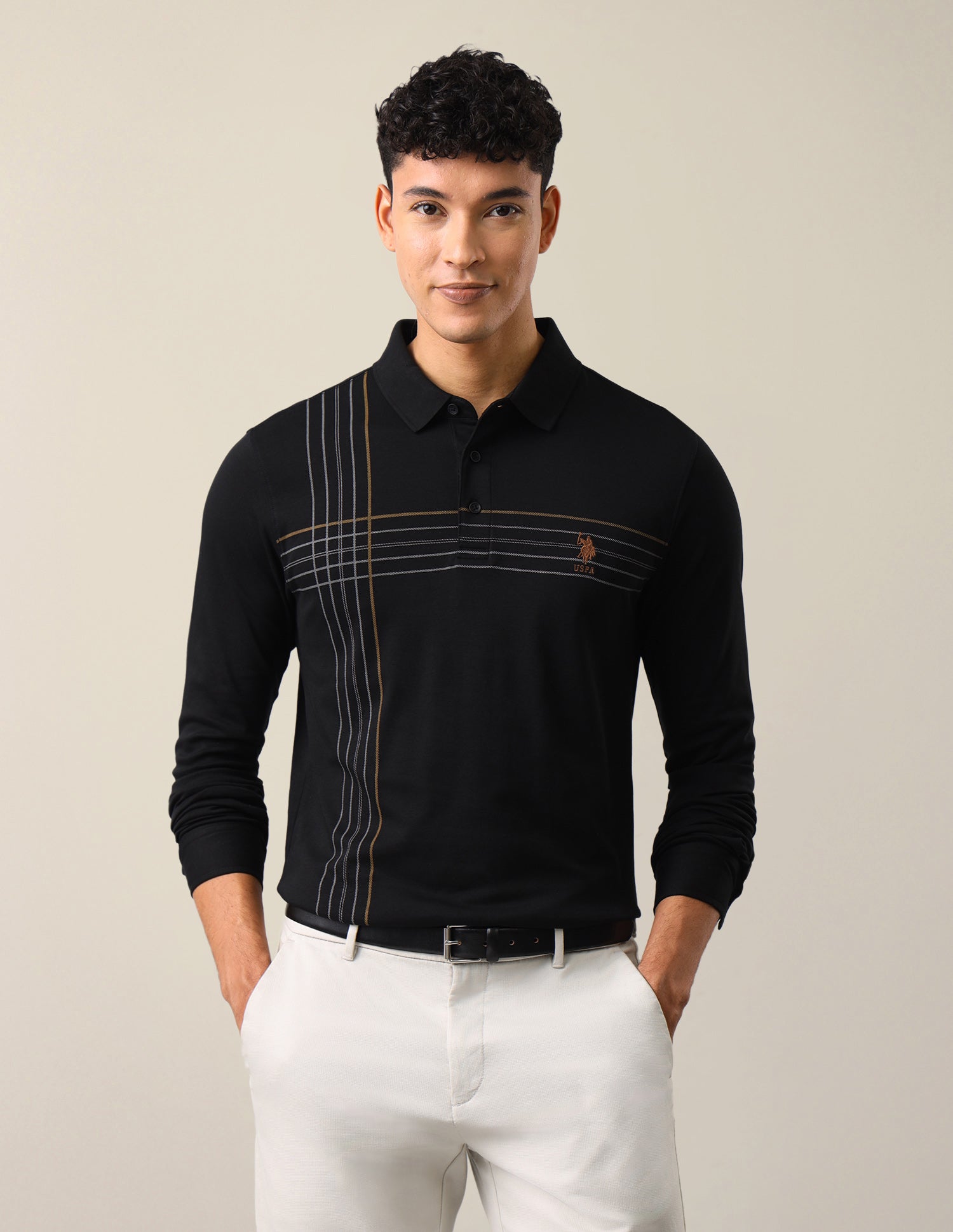Solid Slim Fit Polo Shirt Black - U.S. Polo Assn. India | Large