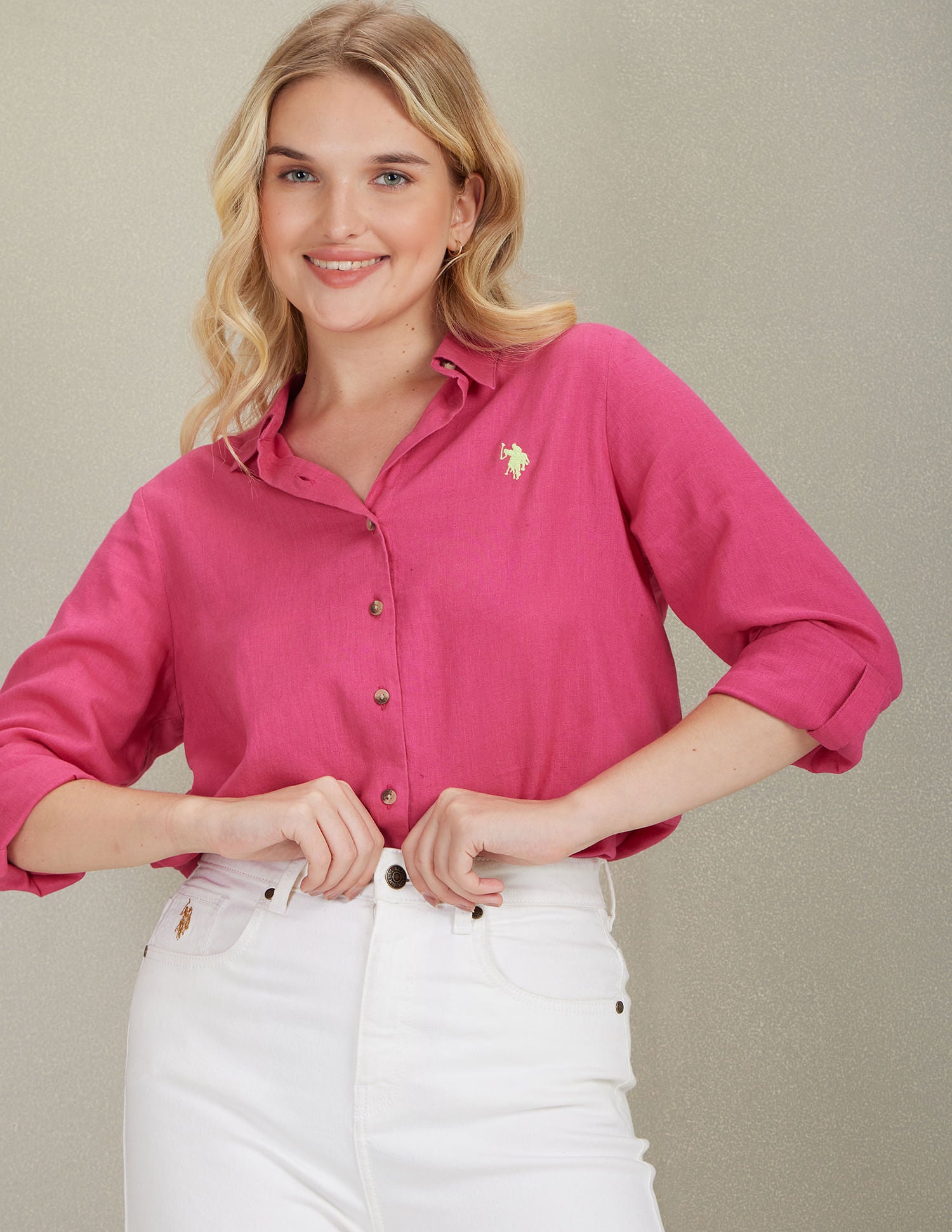 Solid Embroidered Logo Shirt