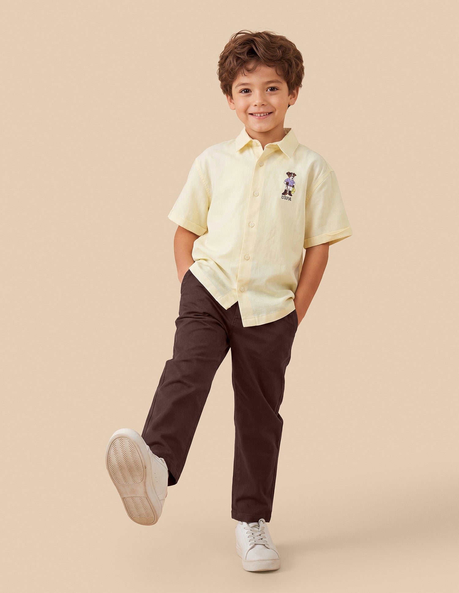 Solid Boxy Fit Shirt Yellow - U.S. Polo Assn. India | Large