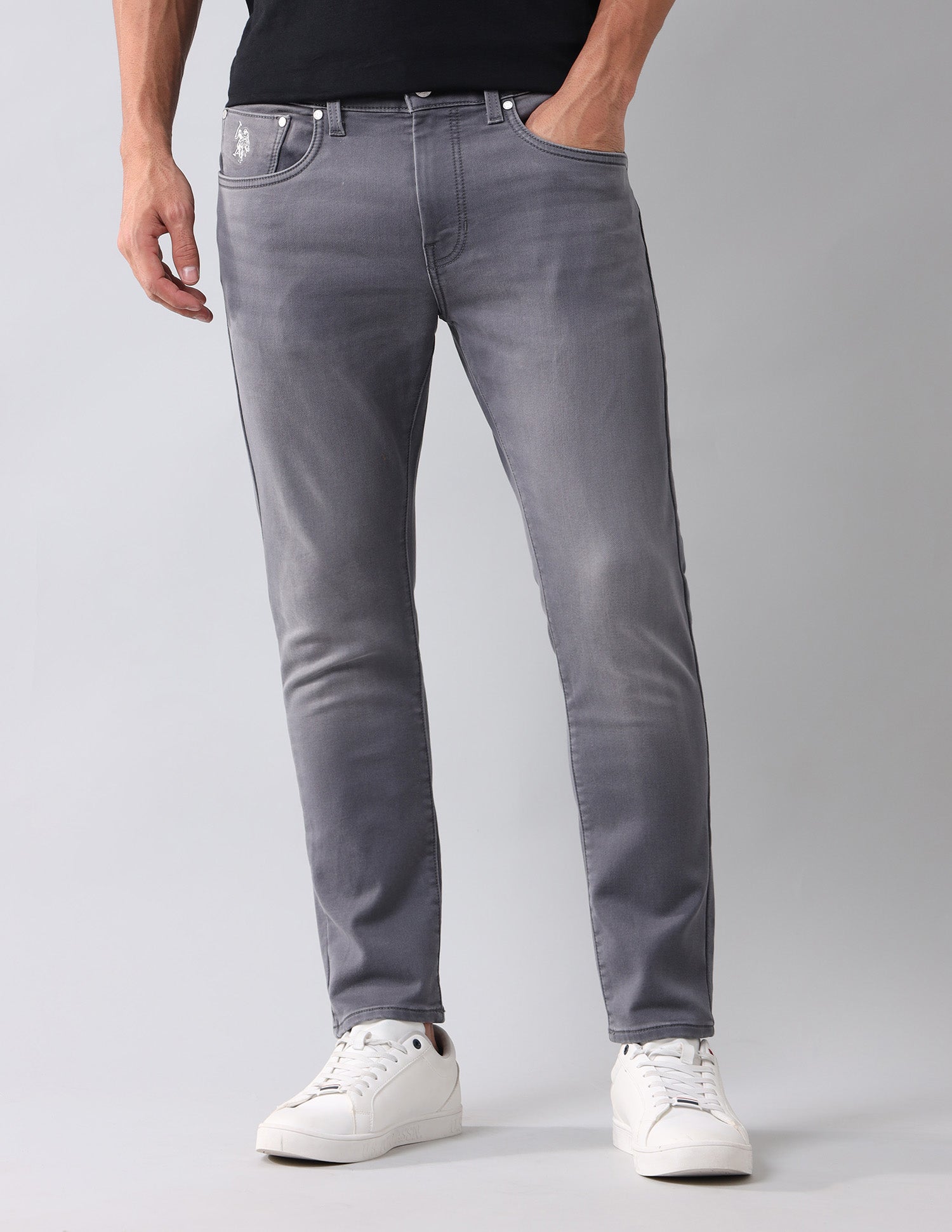 Henry Tapered Cropped Fit Grey Jeans